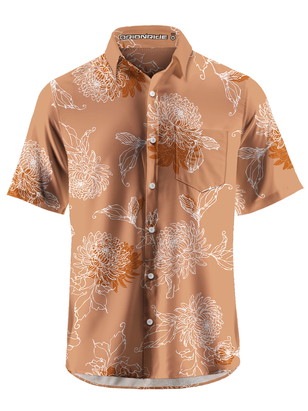 Orionride Fine-petaled chrysanthemum Zipper Pockets Ultra Lightweight Short Sleeves Gravel Shirt