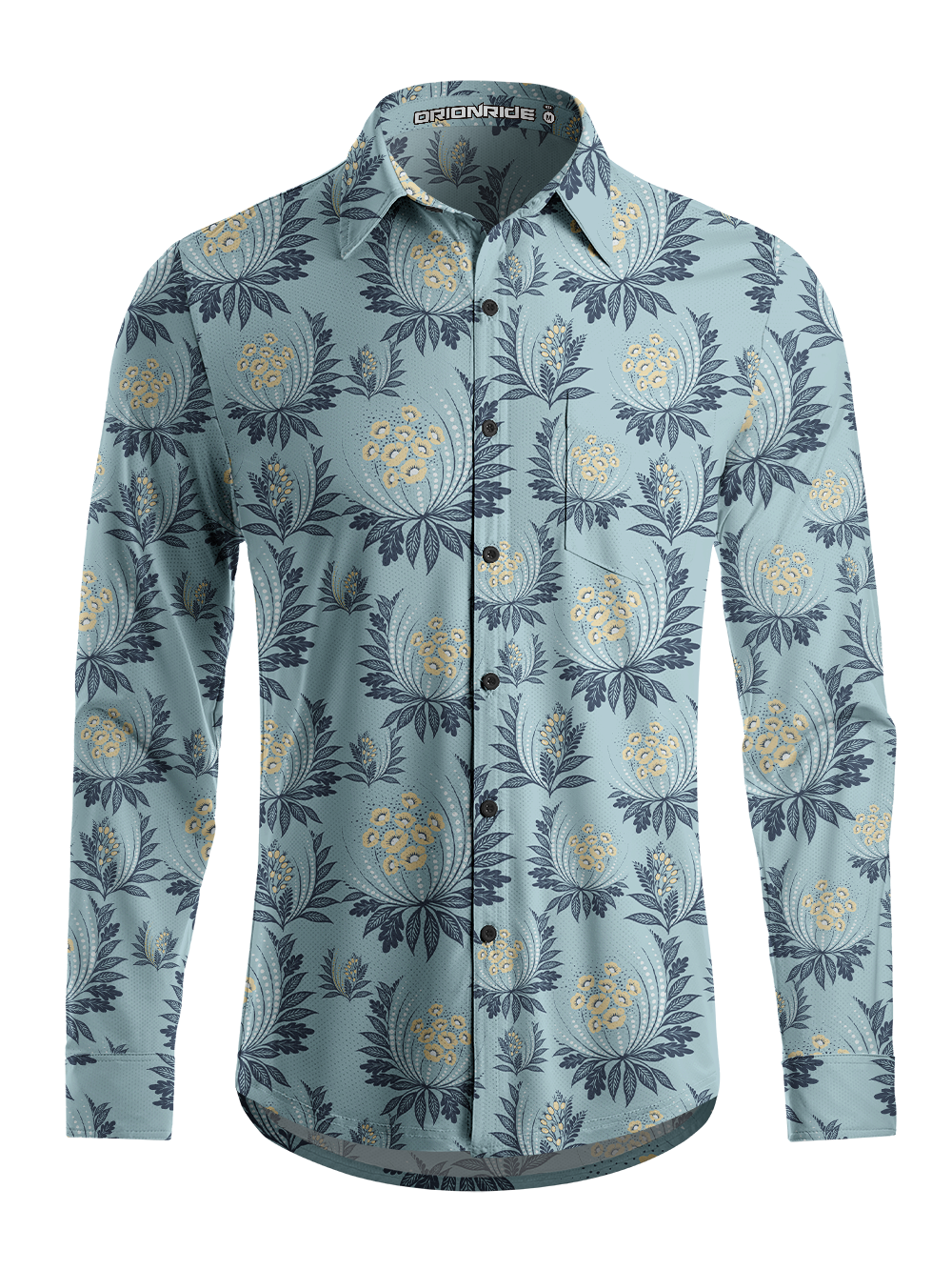 Orionride Semicircular Floral Men's Stretchy Breathable Long Sleeve Gravel Shirt