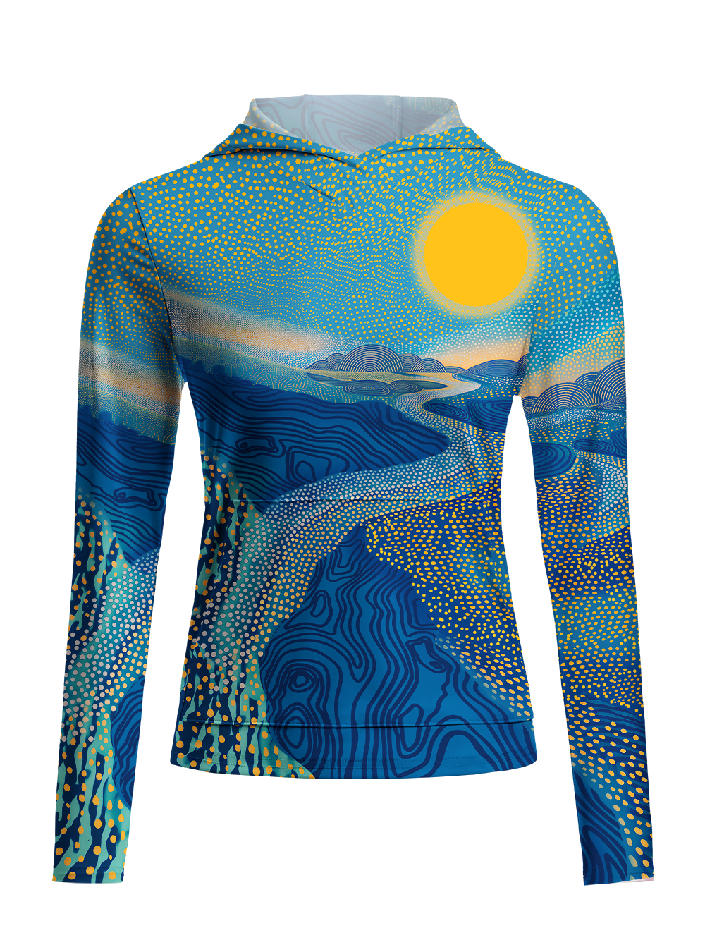 Orionride Dot Mountain River Women's Long Sleeve Cycling Hoodie Shirt