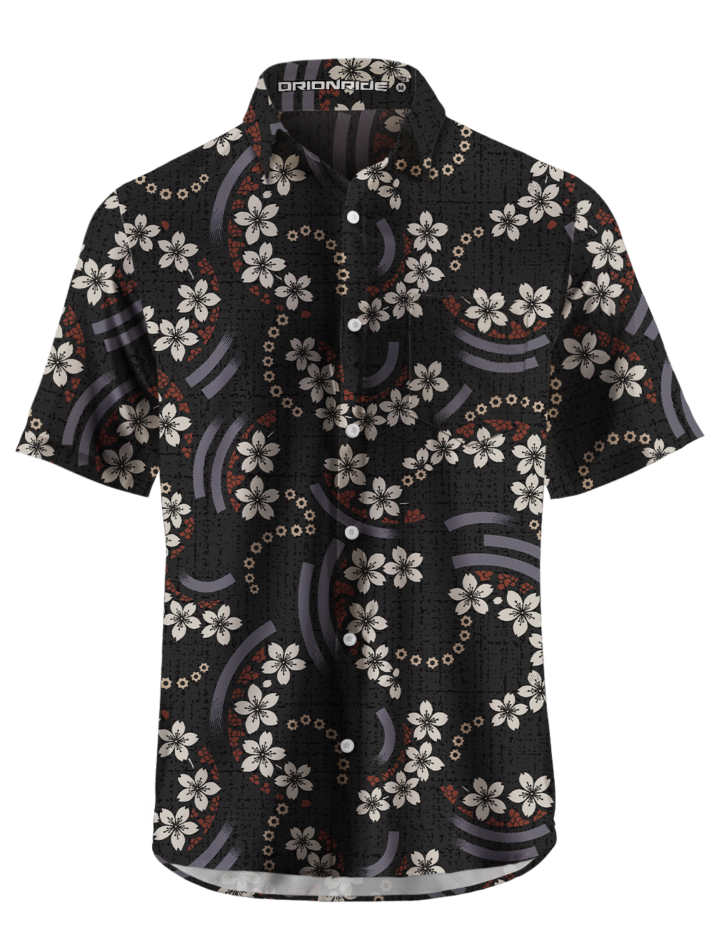 Orionride Sakura Pattern Zipper Pockets Ultra Lightweight Short Sleeves Gravel Shirt