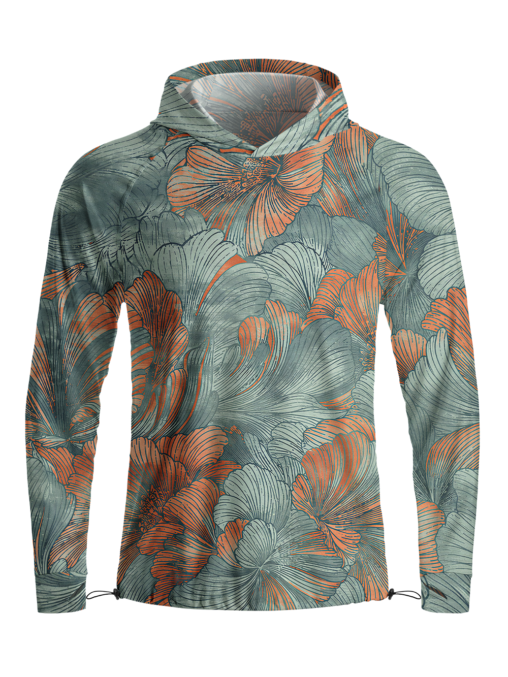 Orionride Peony With Lines Long Sleeve Cycling Hoodie Shirt