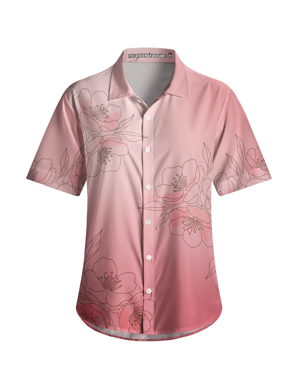Orionride Pink Peach Blossoms Zipper Pockets Ultra Lightweight Short Sleeves Women's Gravel Shirt