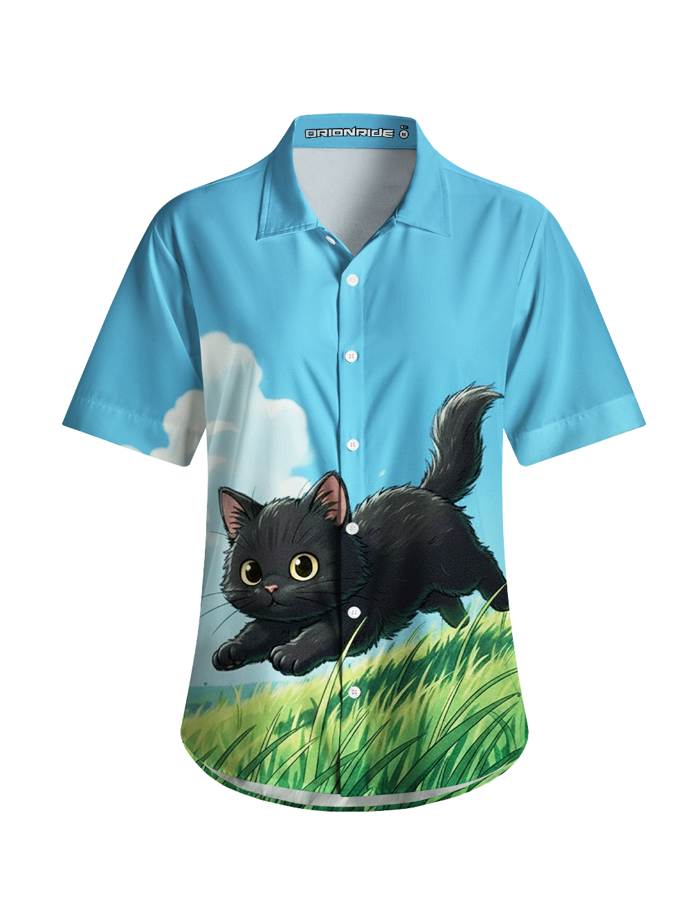 Orionride Green Kitten Zipper Pockets Ultra Lightweight Short Sleeves Women's Gravel Shirt