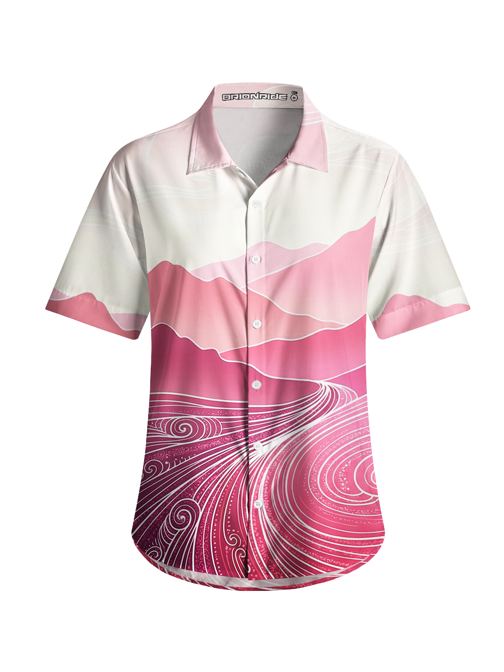 Orionride Ink Wash Landscape Painting Zipper Pockets Ultra Lightweight Short Sleeves Women's Gravel Shirt