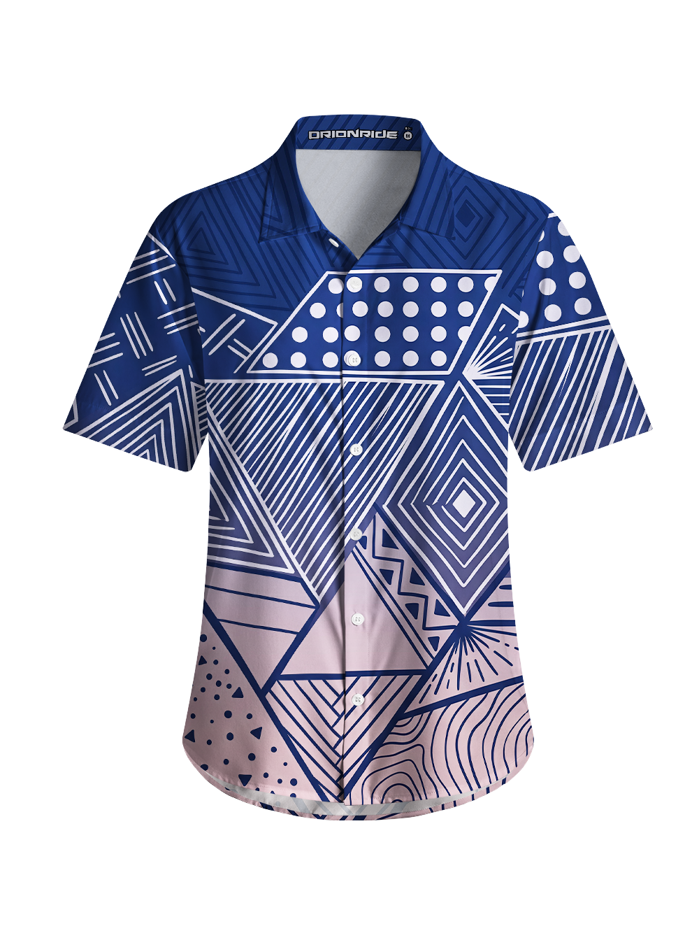 Orionride Blue&Pink Geometry Zipper Pockets Ultra Lightweight Short Sleeves Women's Gravel Shirt