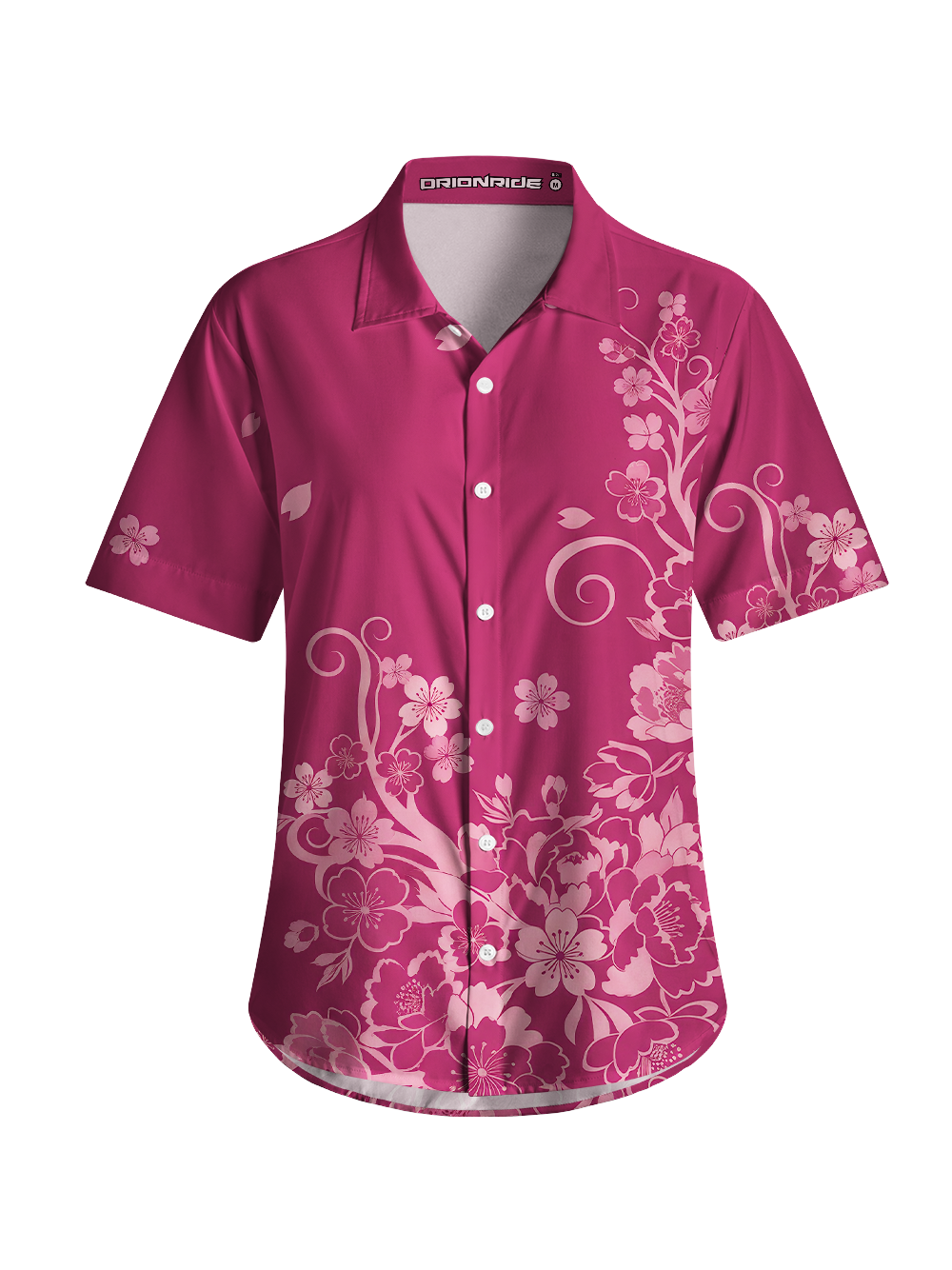 Orionride Gradient Cherry Blossoms Zipper Pockets Ultra Lightweight Short Sleeves Women's Gravel Shirt