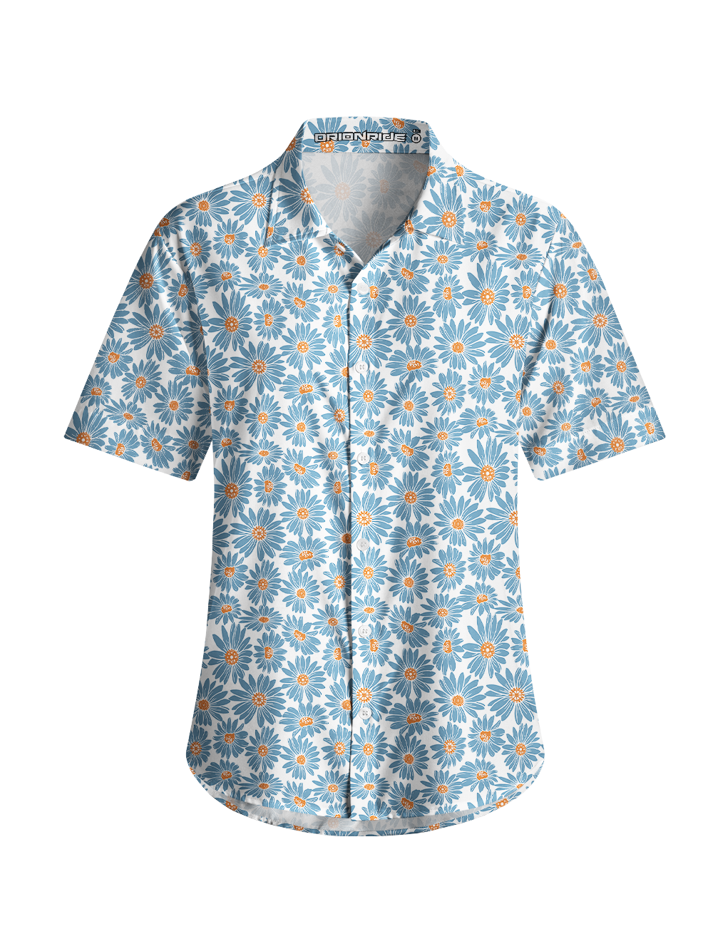 Orionride Blue Daisy Zipper Pockets Ultra Lightweight Short Sleeves Women's Gravel Shirt