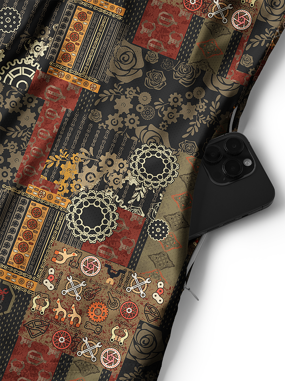 Orionride Retro Gear Flower Men's Stretchy Breathable Long Sleeve Gravel Shirt