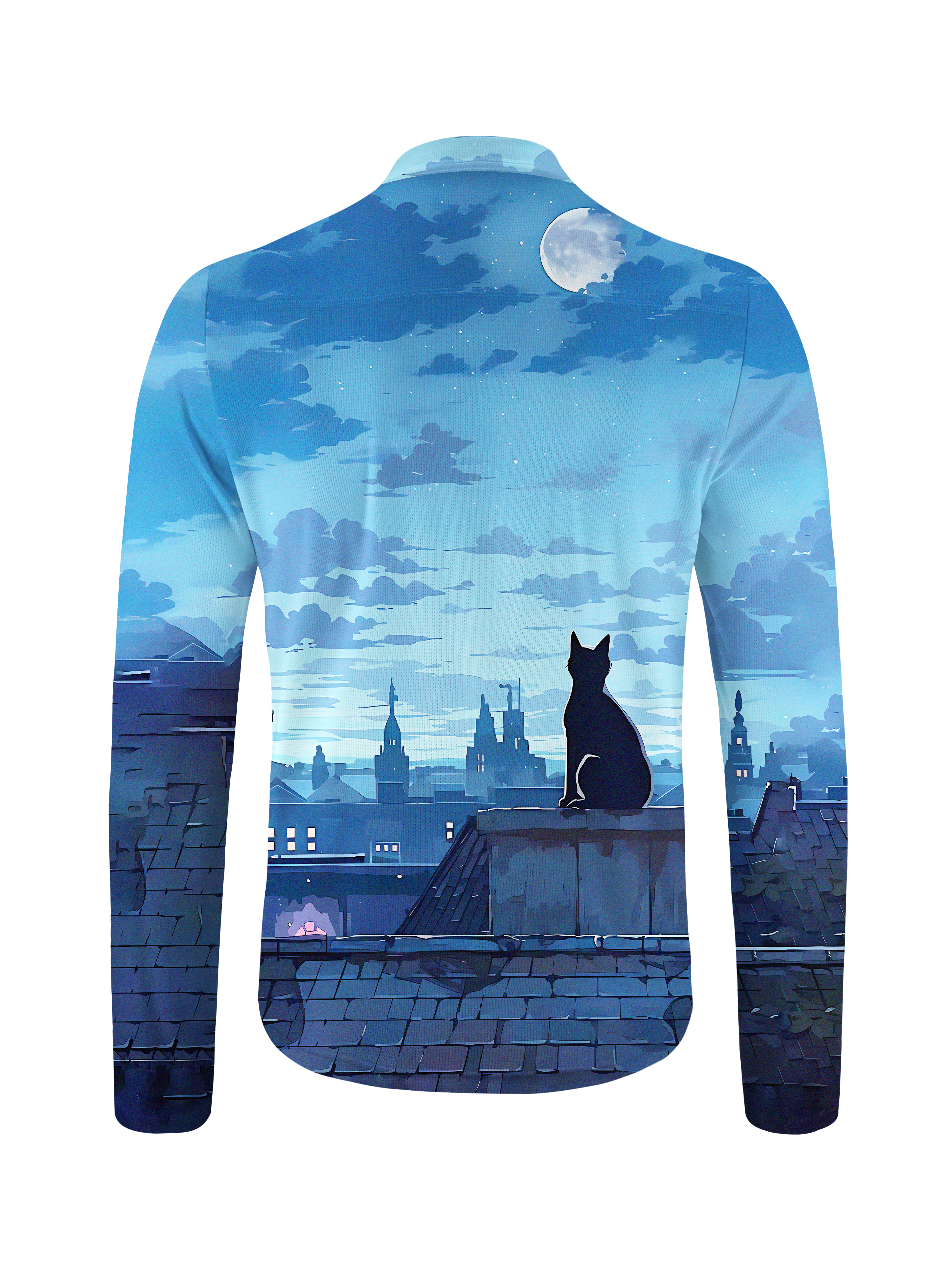 Orionride Black Cat Long Sleeve Half Zipper Mountain Bike Jersey