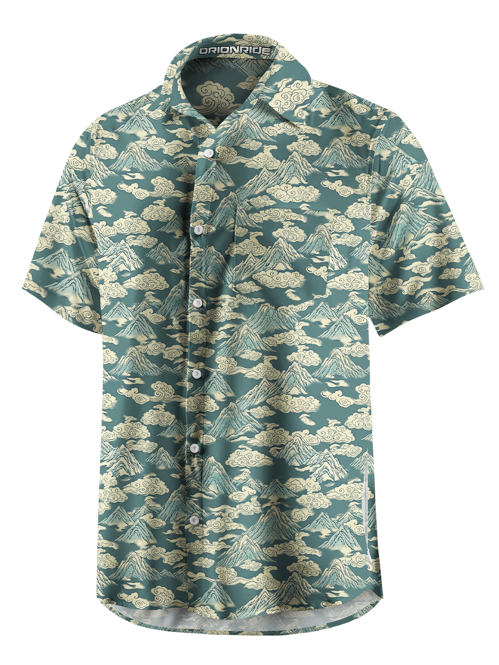 Orionride Unique Auspicious Clouds Zipper Pockets Ultra Lightweight Short Sleeves Gravel Shirt