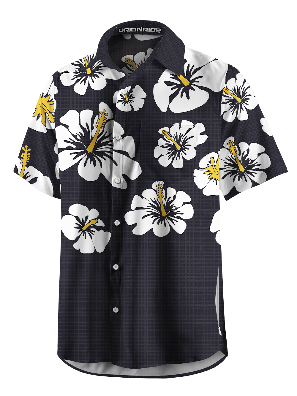 Orionride Hibiscus Flowers Bloom Zipper Pockets Ultra Lightweight Short Sleeves Gravel Shirt