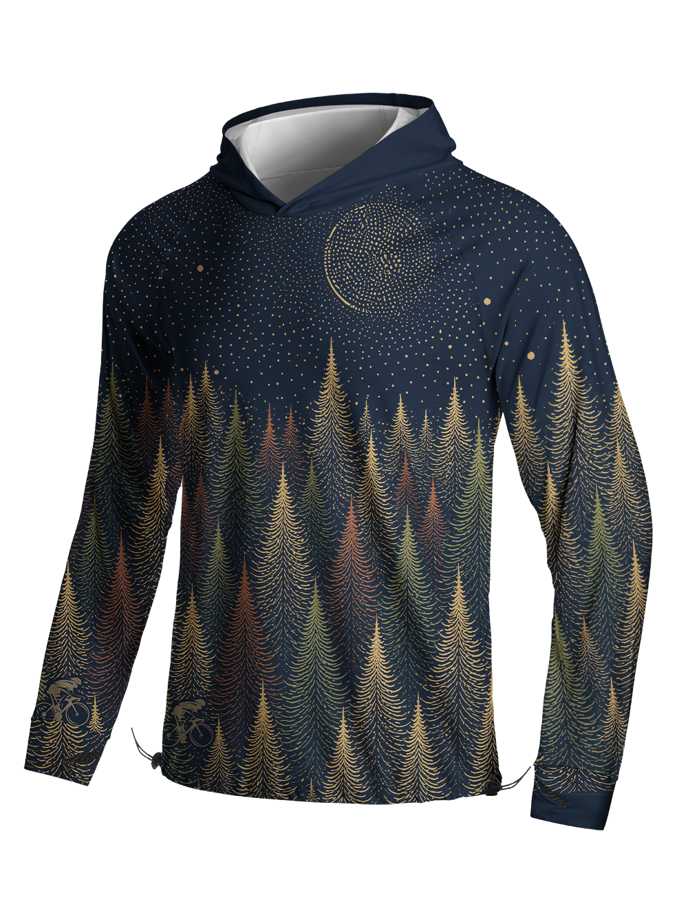 Orionride Gold Night Forest Long Sleeve Cycling Hoodie Shirt