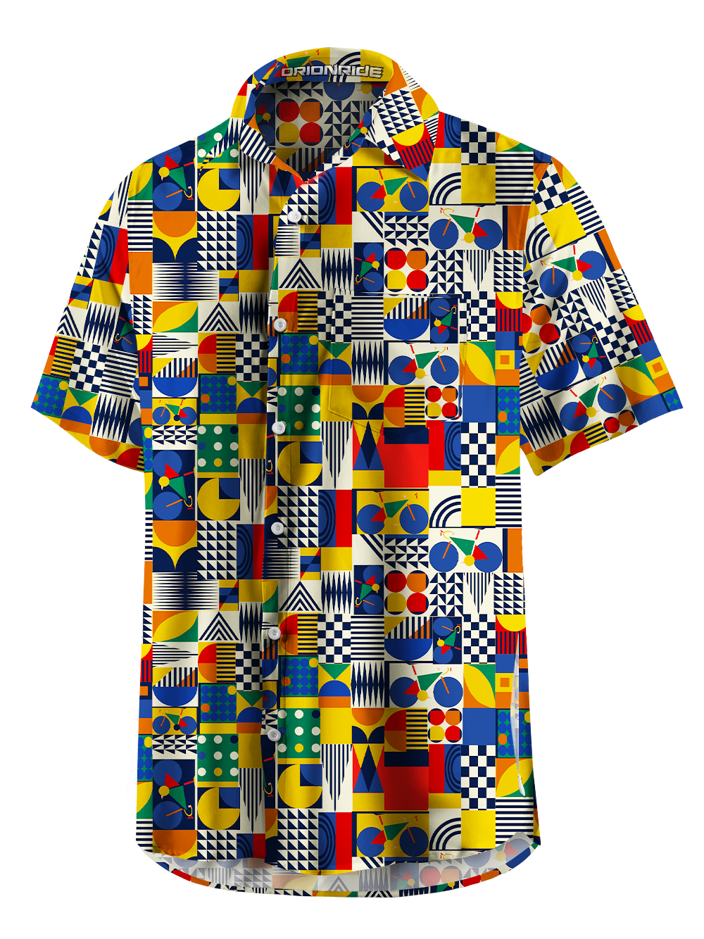 Orionride Geometric Shape Splicing Zipper Pockets Ultra Lightweight Short Sleeves Gravel Shirt