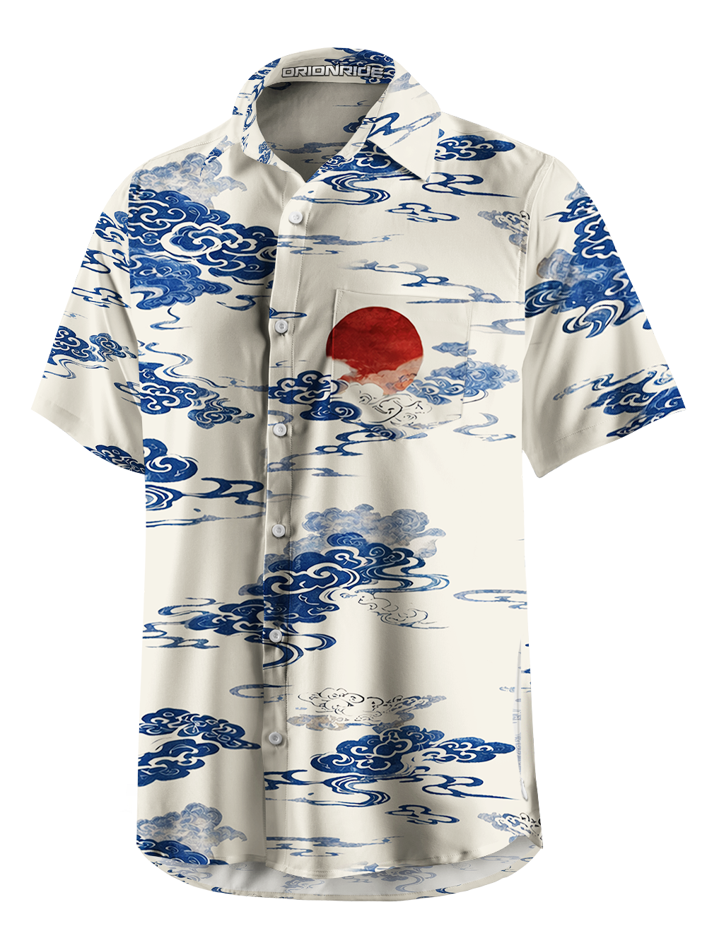 Orionride Auspicious Clouds Zipper Pockets Ultra Lightweight Short Sleeves Gravel Shirt