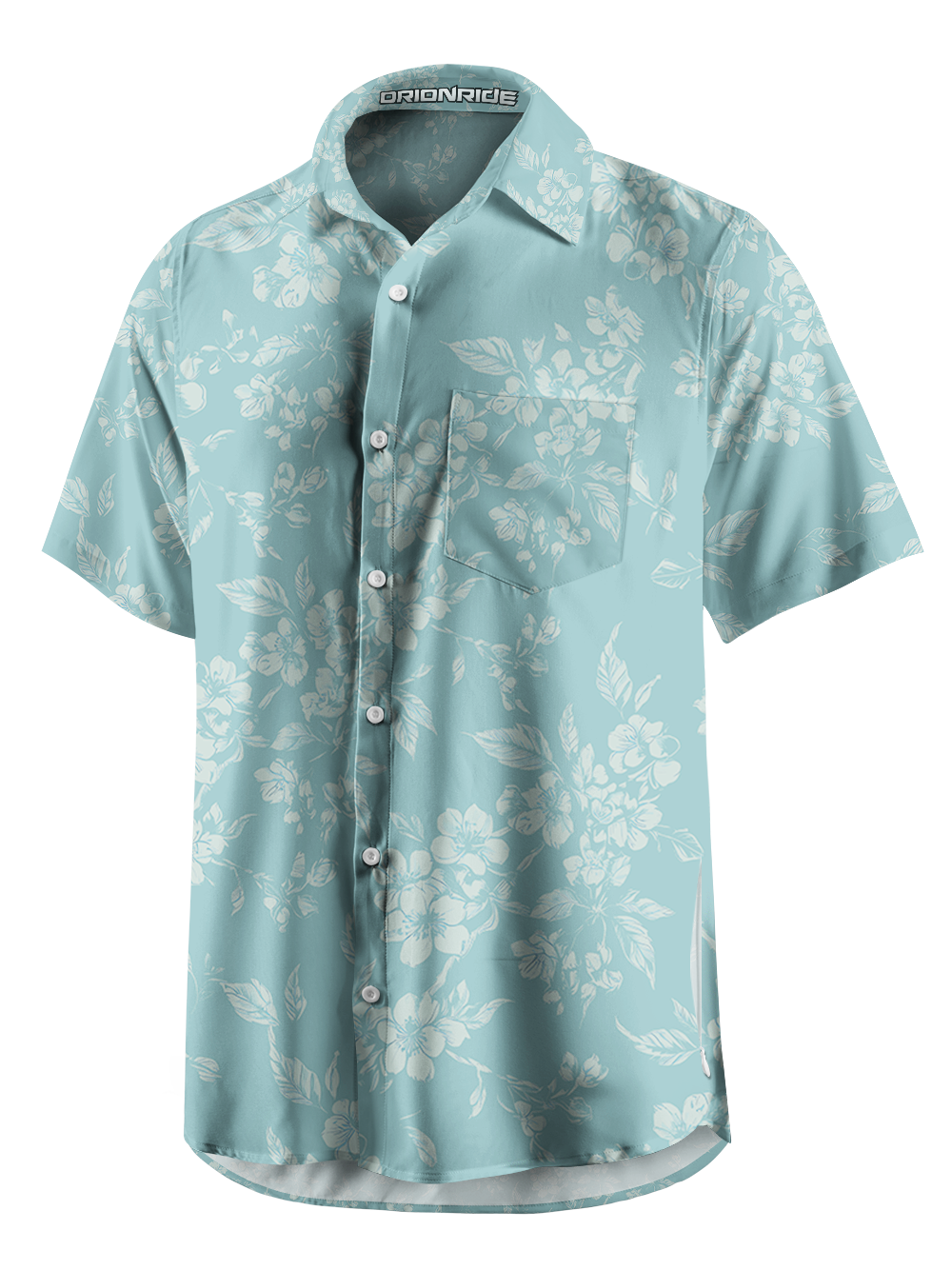 Orionride Delicate Hibiscus Zipper Pockets Ultra Lightweight Short Sleeves Gravel Shirt