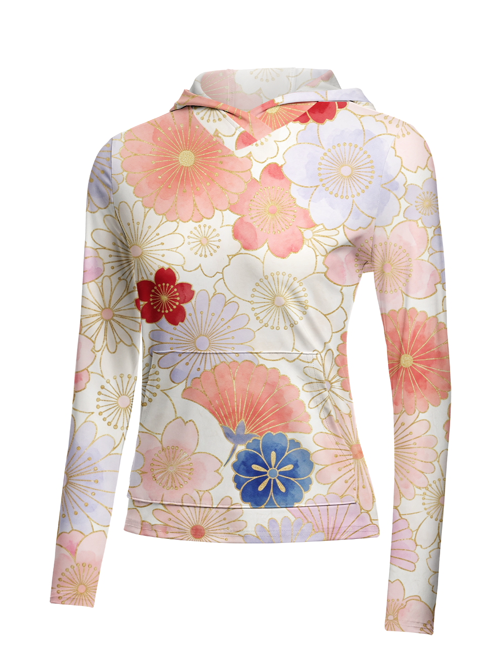Orionride Sweet Florals Women's Long Sleeve Cycling Hoodie Shirt