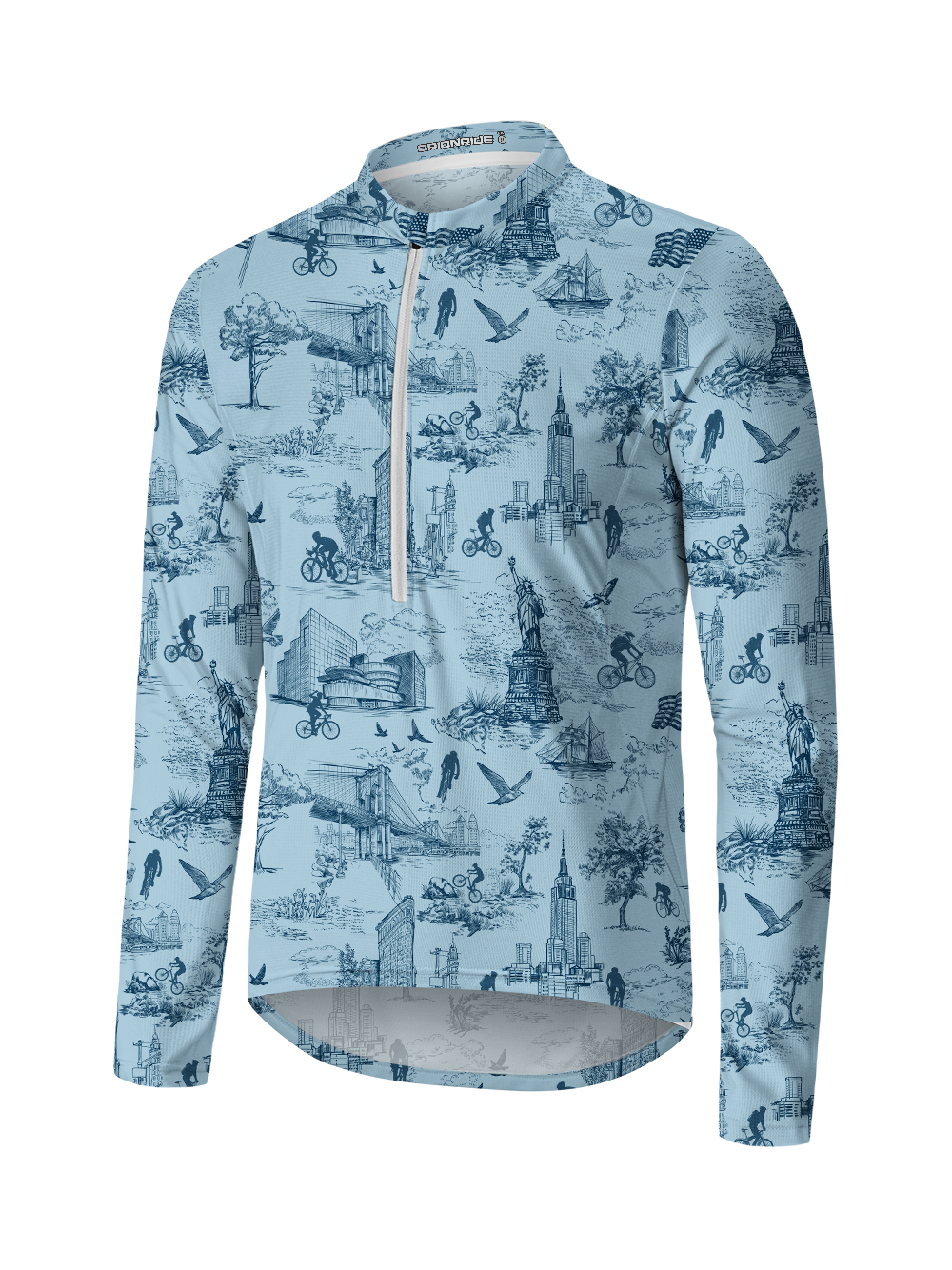 Orionride New York Diary Long Sleeve Half Zipper Mountain Bike Jersey