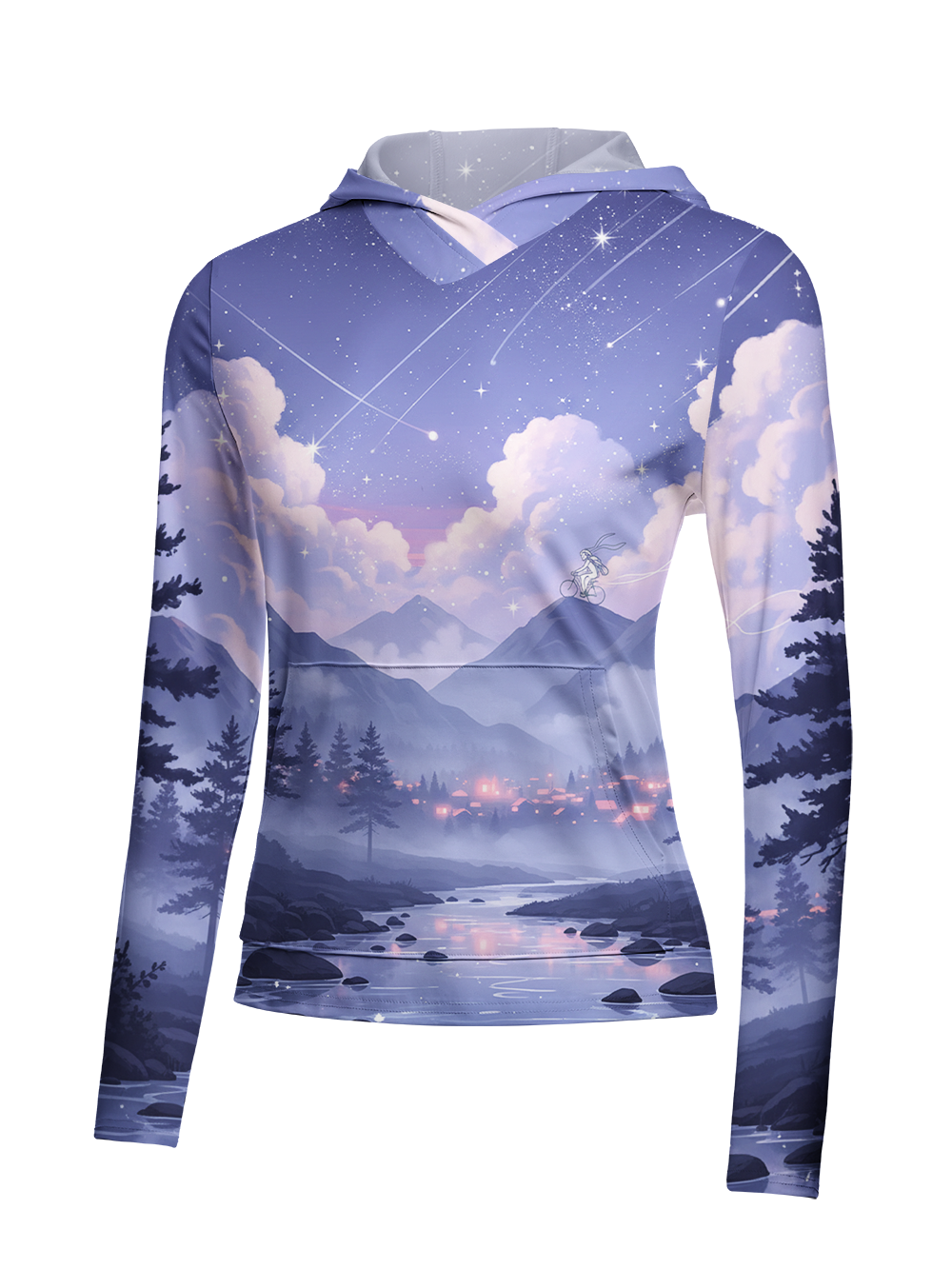 Orionride Meteor Shower Women's Long Sleeve Cycling Hoodie Shirt