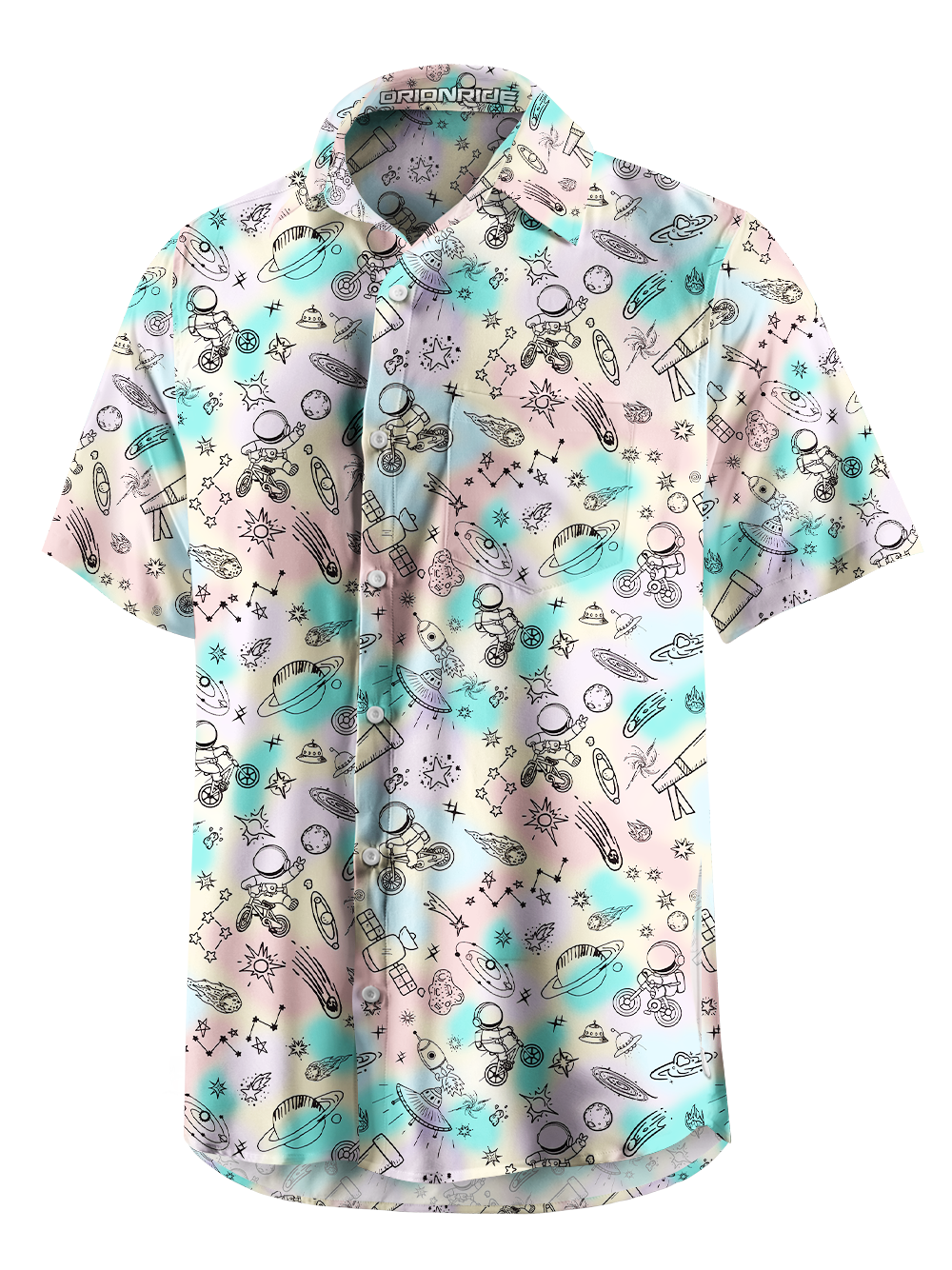 Orionride Space Exploration Zipper Pockets Ultra Lightweight Short Sleeves Gravel Shirt
