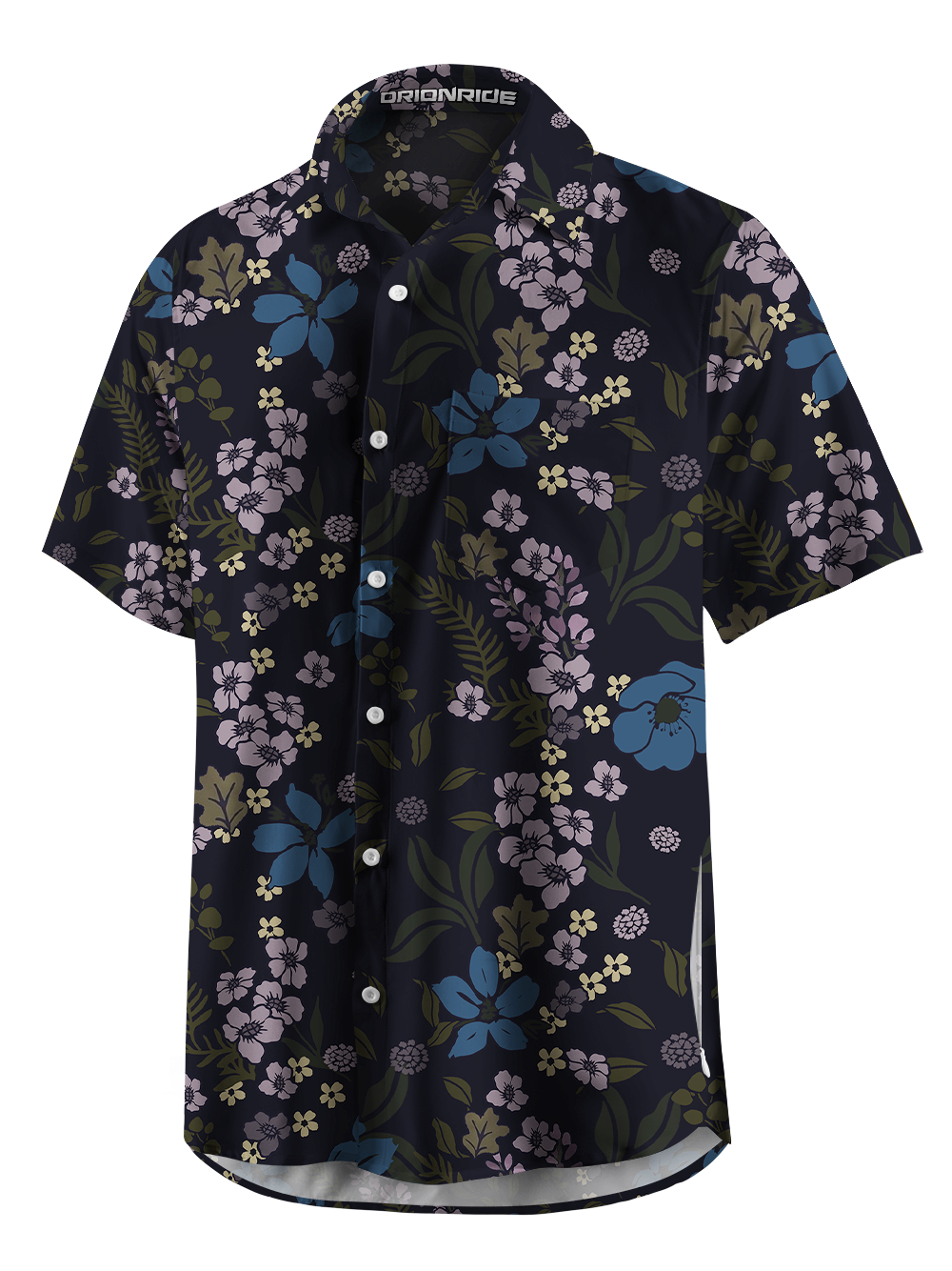 Orionride Lavender-Colored Clusters Zipper Pockets Ultra Lightweight Short Sleeves Gravel Shirt
