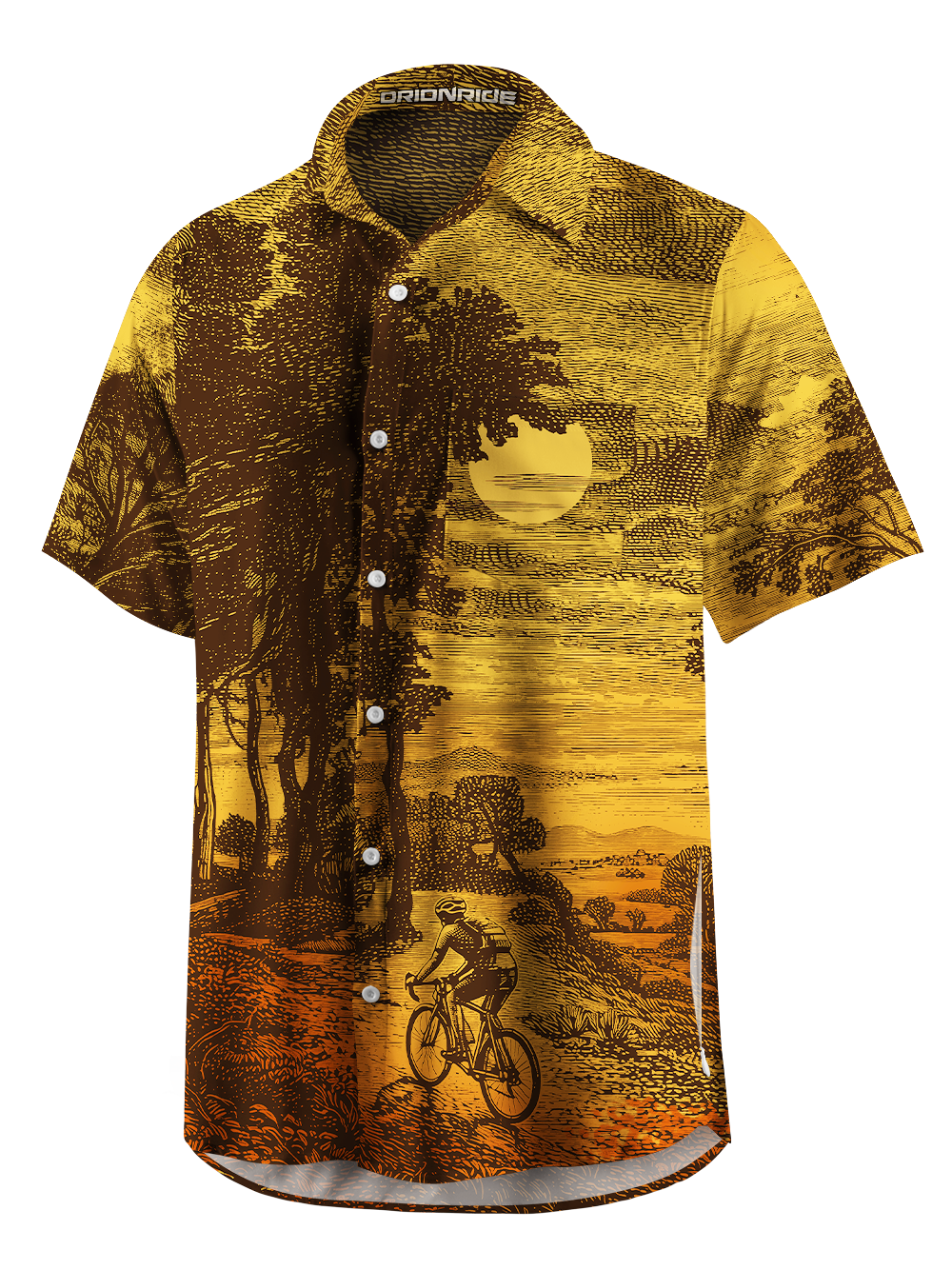Orionride Golden Forest Zipper Pockets Ultra Lightweight Short Sleeves Gravel Shirt