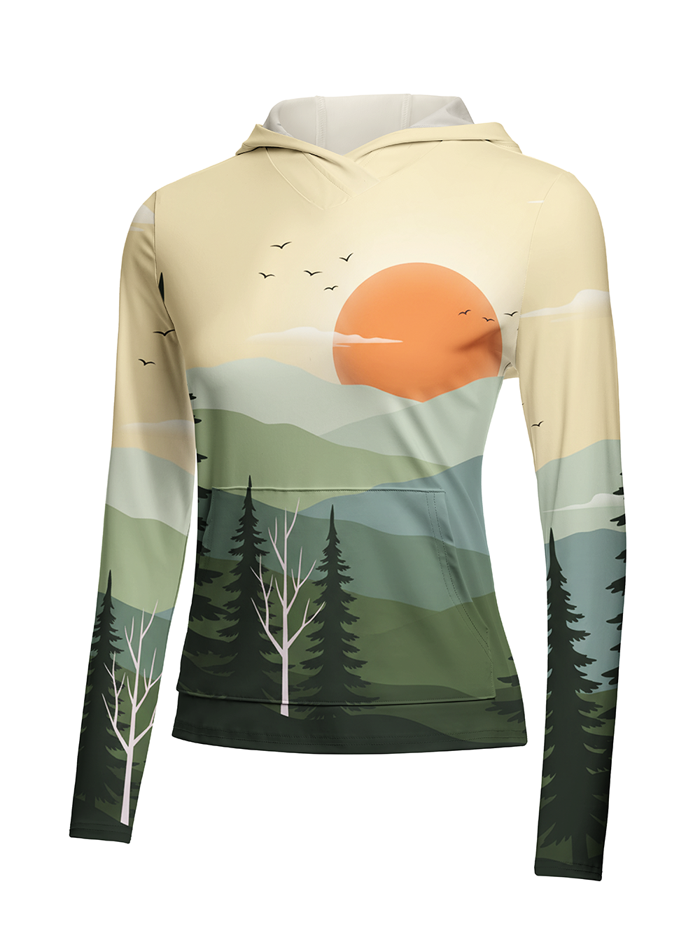 Orionride Mountain Sunset Women's Long Sleeve Cycling Hoodie Shirt