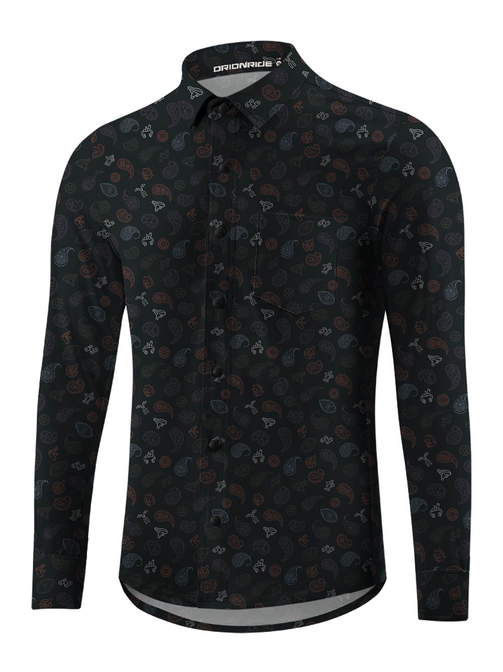 Orionride Strange Cashew Flower Men's Stretchy Breathable Long Sleeve Gravel Shirt