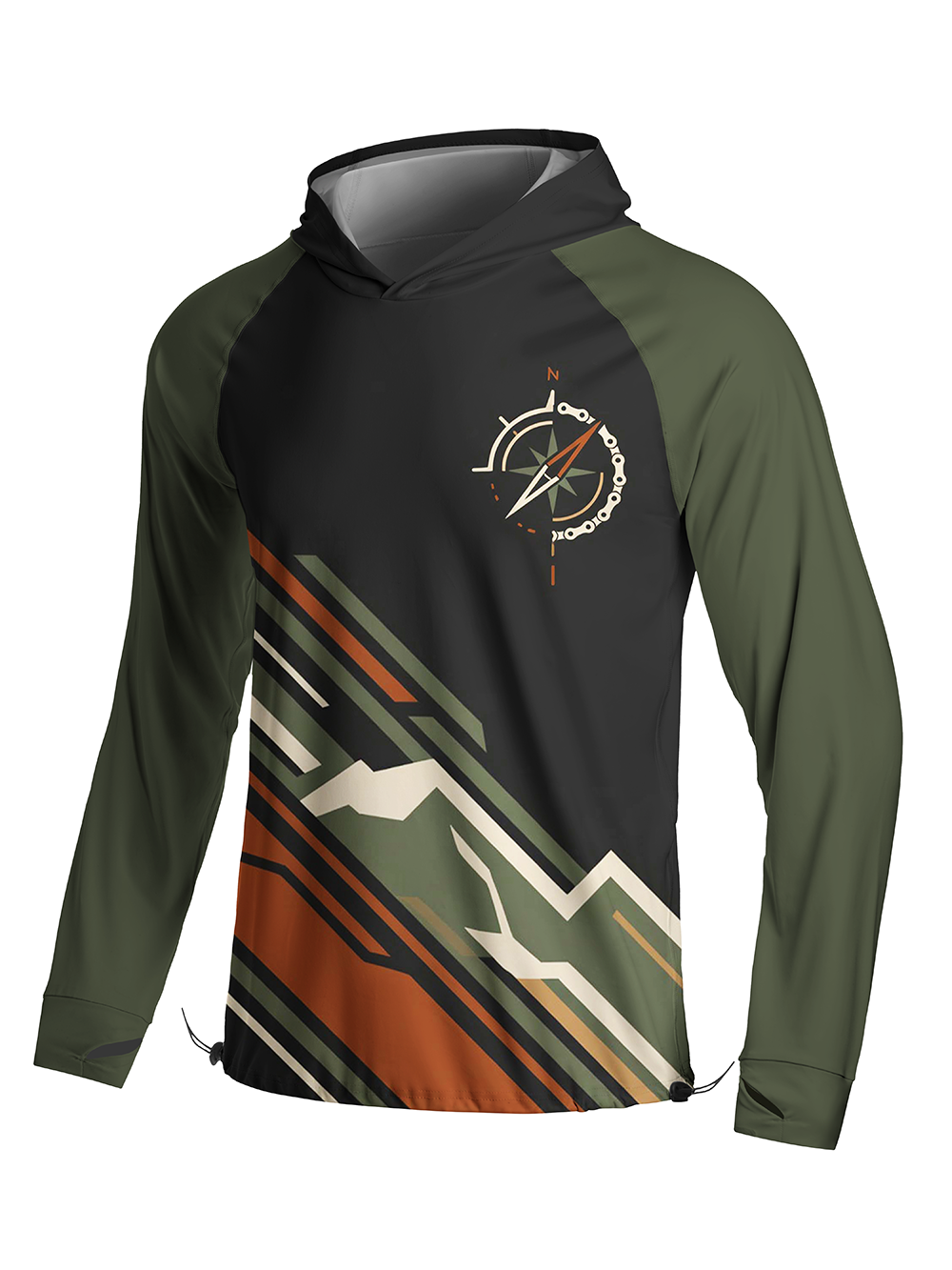 Orionride Chain-Link Compass Long Sleeve Cycling Hoodie Shirt
