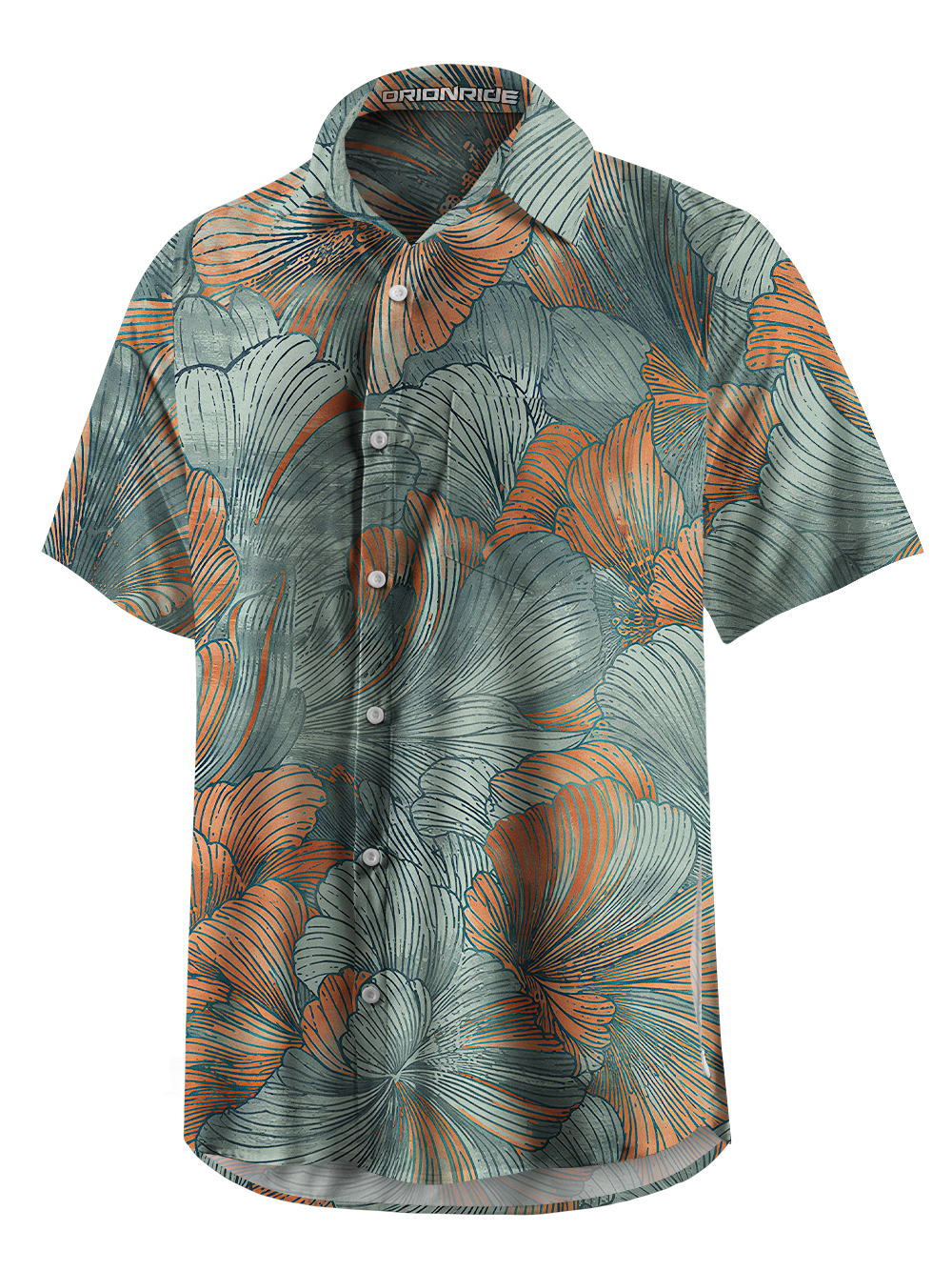 Orionride Peony With Lines Zipper Pockets Ultra Lightweight Short Sleeves Gravel Shirt