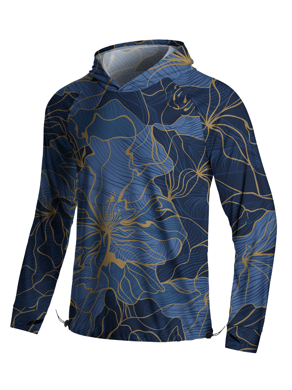 Orionride Golden Floral Long Sleeve Cycling Hoodie Shirt