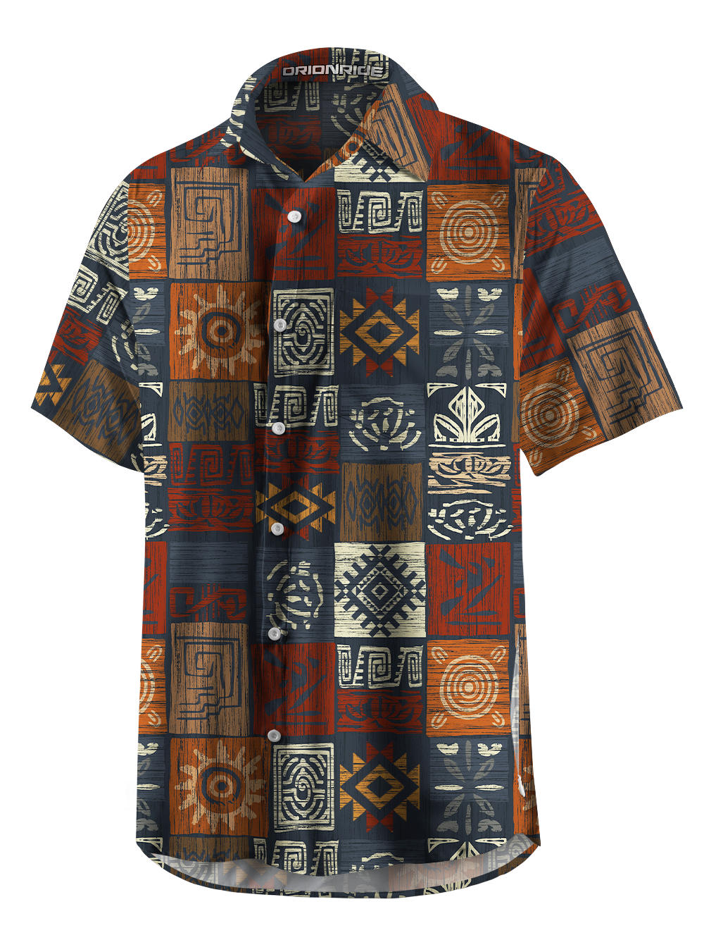 Orionride Ancient Grid Totem Zipper Pockets Ultra Lightweight Short Sleeves Gravel Shirt