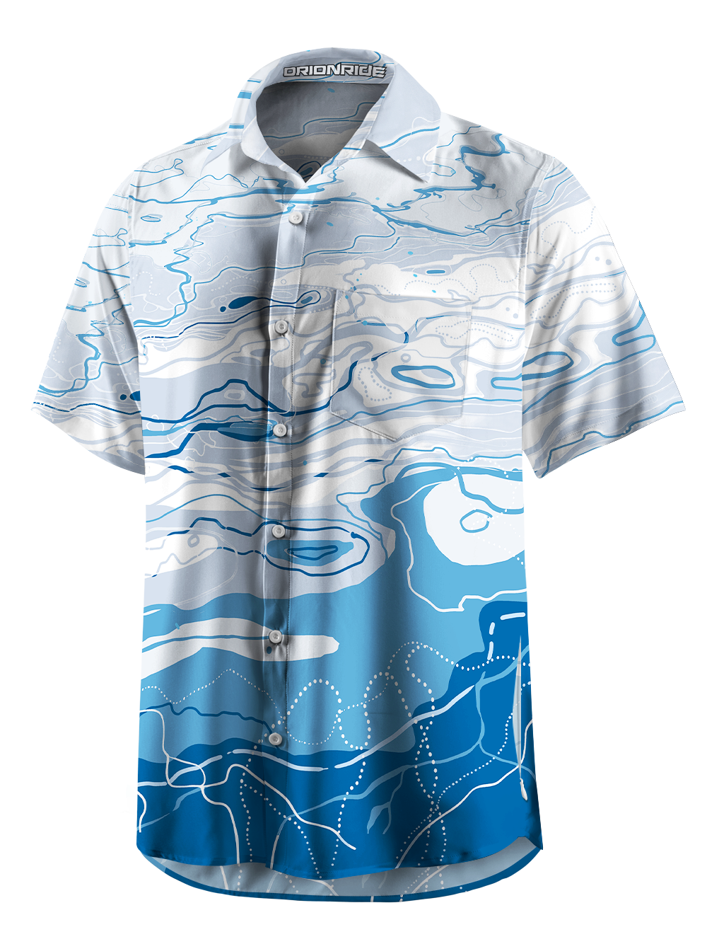 Orionride Abstract Watermarks Zipper Pockets Ultra Lightweight Short Sleeves Gravel Shirt