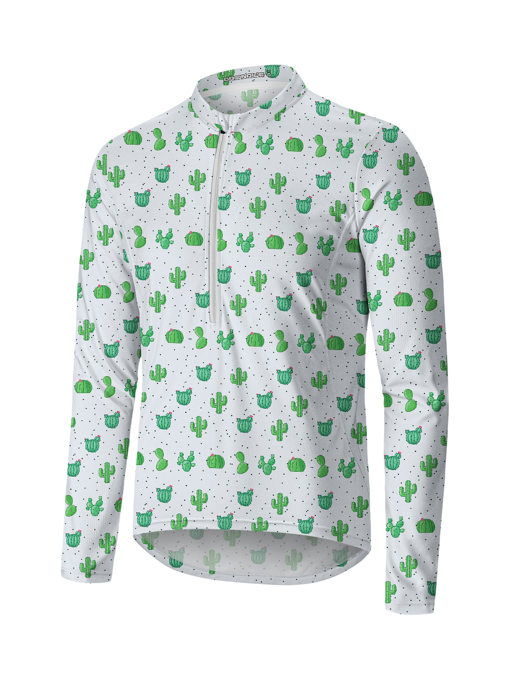 Orionride Cactus Print Long Sleeve Half Zipper Mountain Bike Jersey