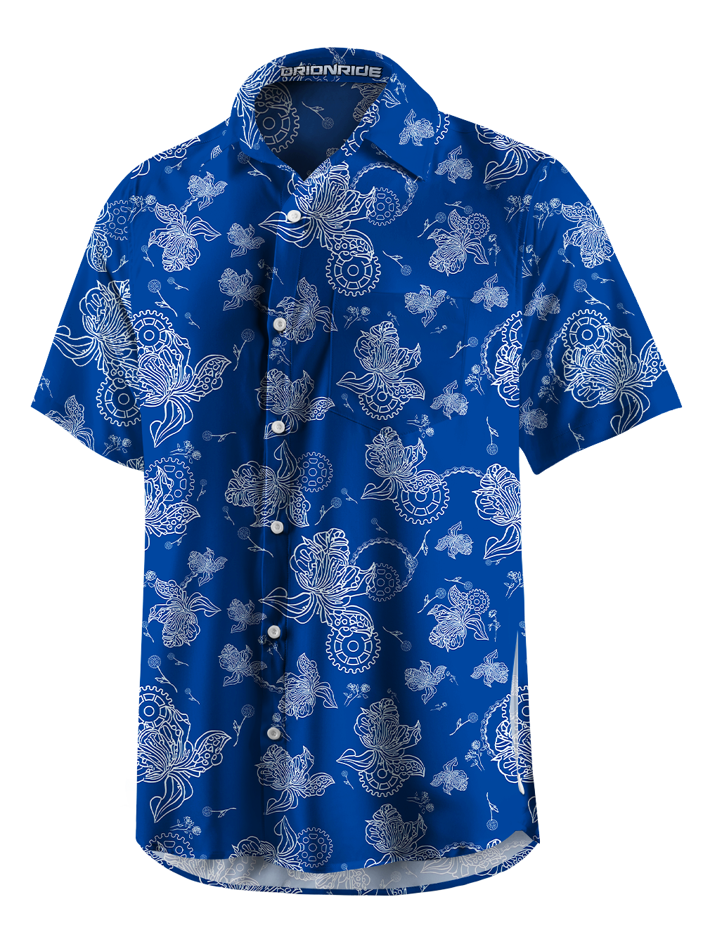 Orionride Linear Floral Zipper Pockets Ultra Lightweight Short Sleeves Gravel Shirt