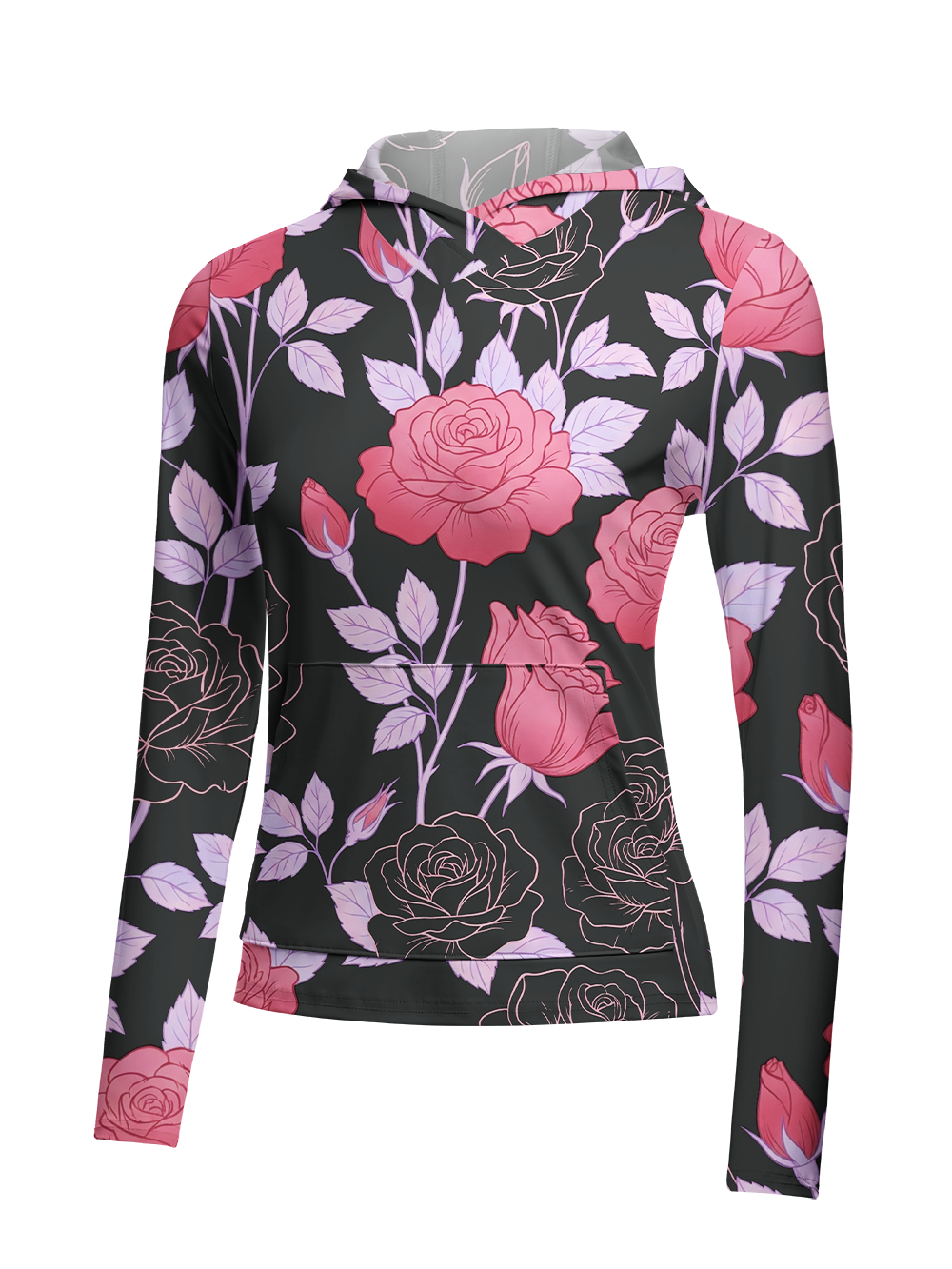 Orionride Night Twin Rose Women's Long Sleeve Cycling Hoodie Shirt