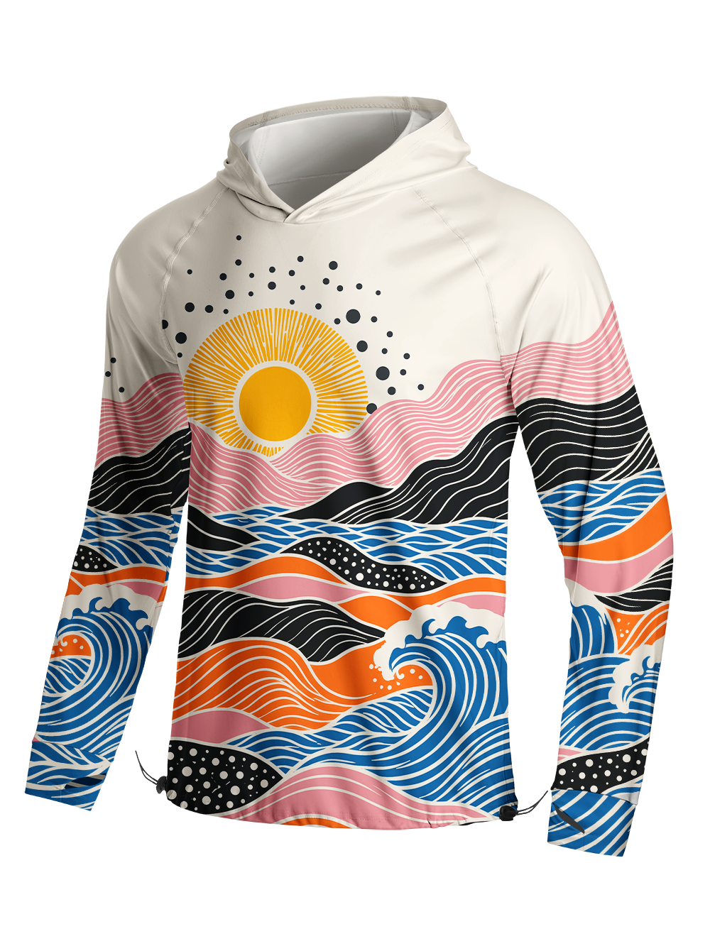 Orionride Sunset Waves Long Sleeve Cycling Hoodie Shirt