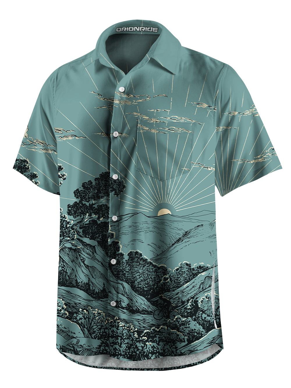 Orionride The Rising Sun Zipper Pockets Ultra Lightweight Short Sleeves Gravel Shirt