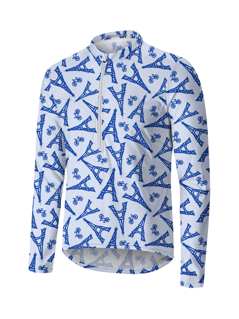 Orionride Eiffel Tower Long Sleeve Half Zipper Mountain Bike Jersey
