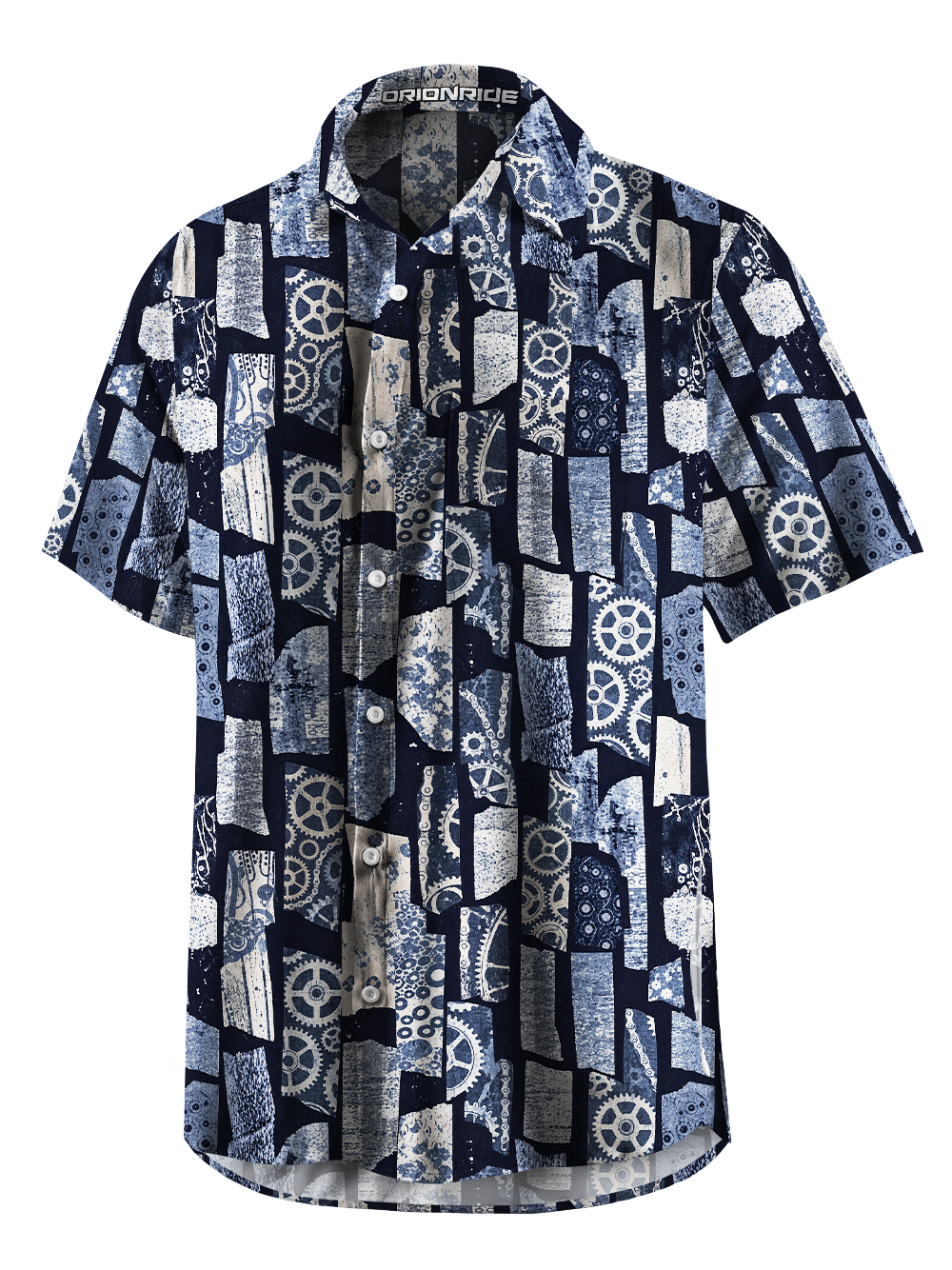 Orionride Indigo Gear Patchwork Zipper Pockets Ultra Lightweight Short Sleeves Gravel Shirt
