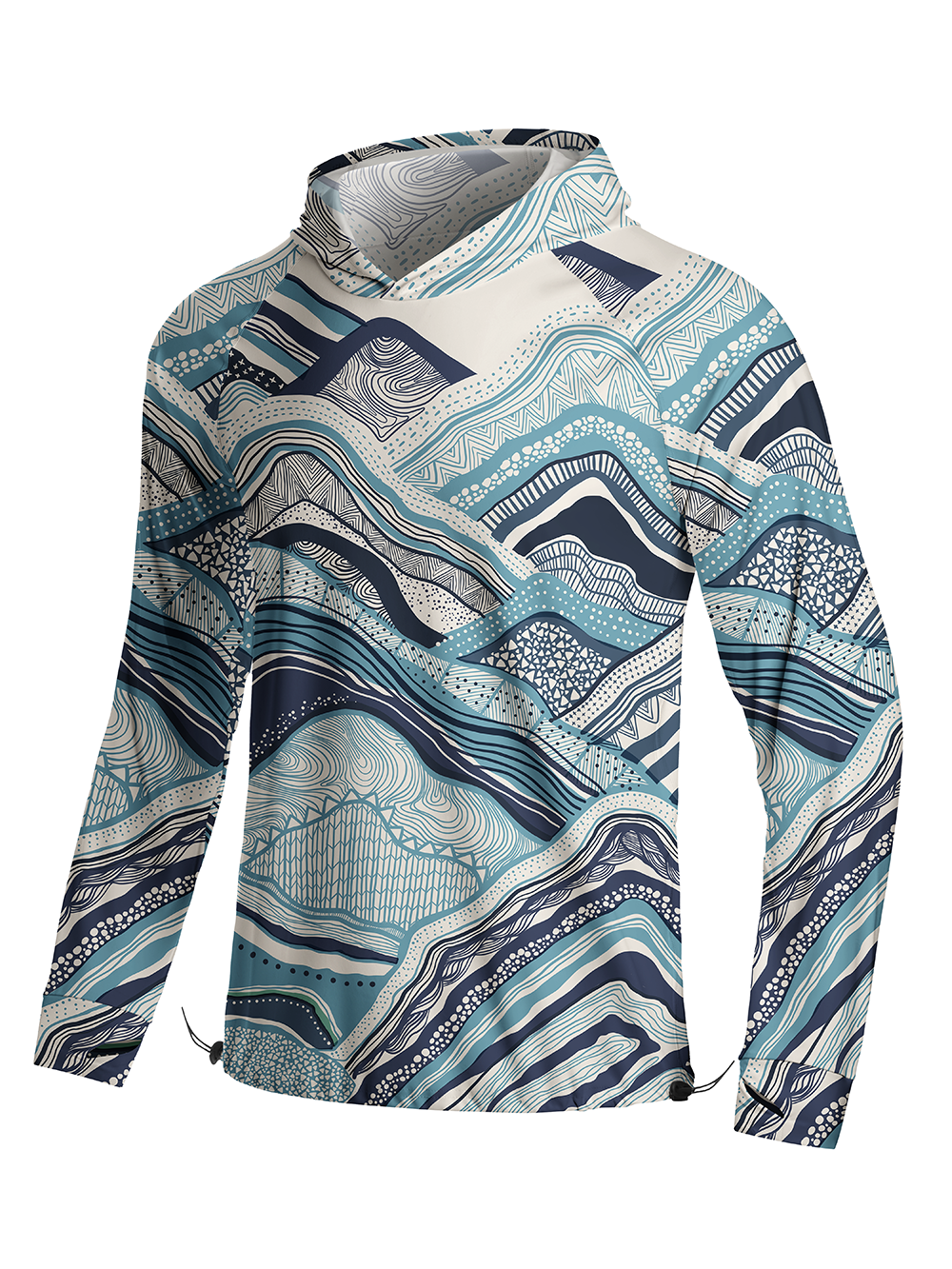 Orionride Layered Mountains And Seas Long Sleeve Cycling Hoodie Shirt
