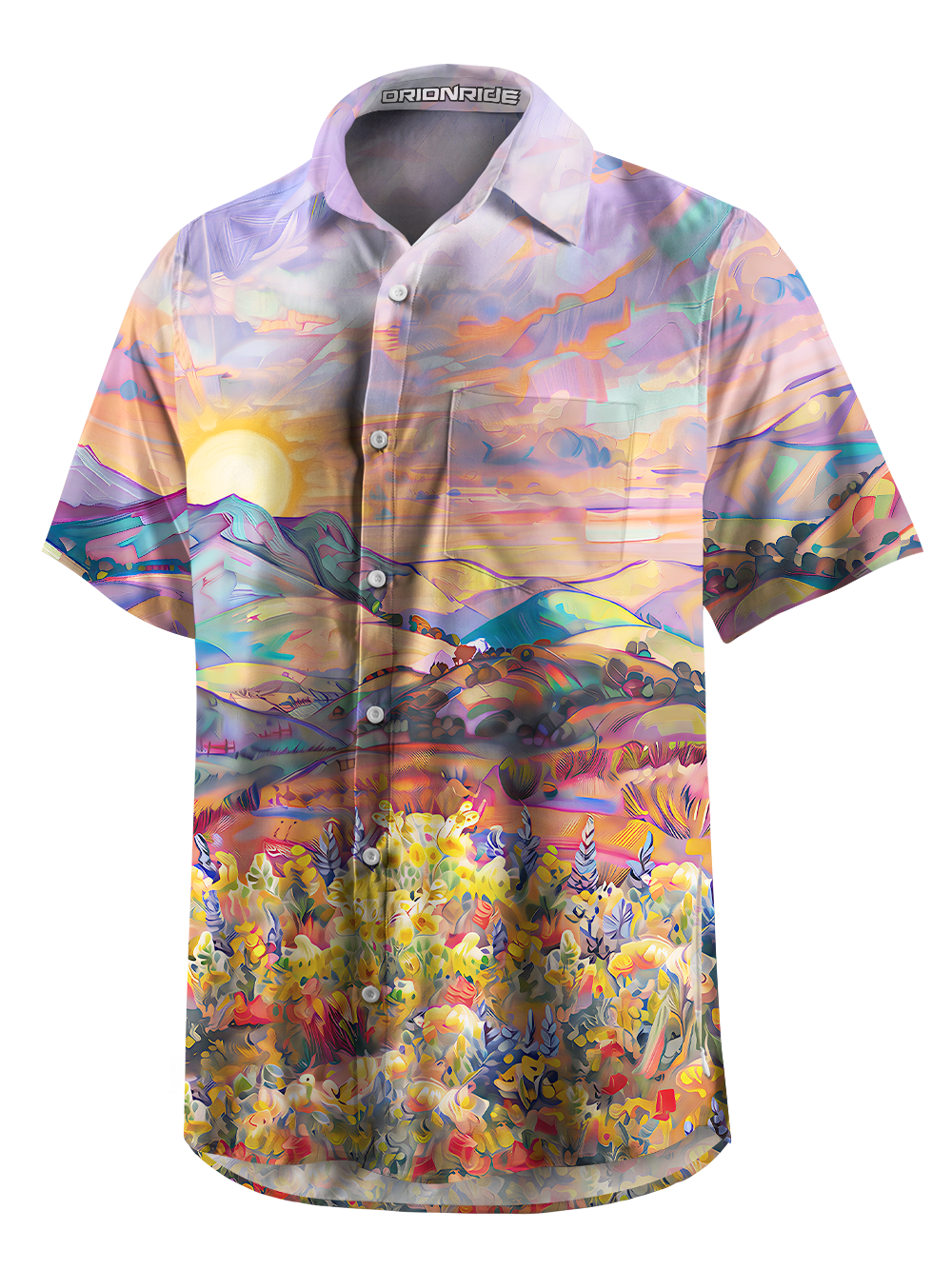 Orionride Sunset Pulse Zipper Pockets Ultra Lightweight Short Sleeves Gravel Shirt