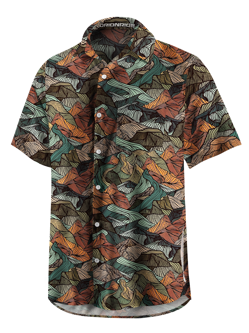 Orionride Layered And Undulating Mountains Zipper Pockets Ultra Lightweight Short Sleeves Gravel Shirt