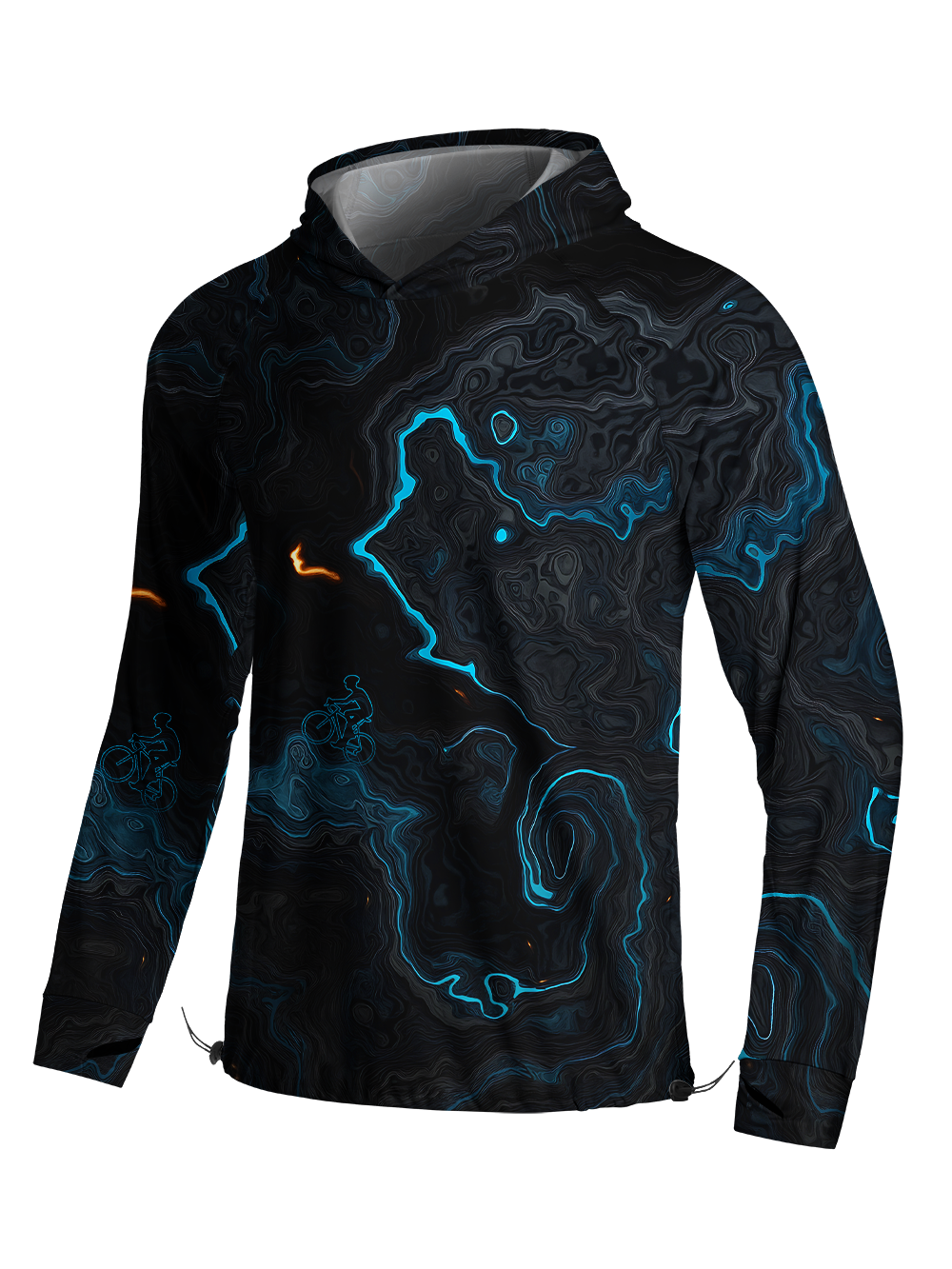 Orionride Luminous Terrain Map Long Sleeve Cycling Hoodie Shirt