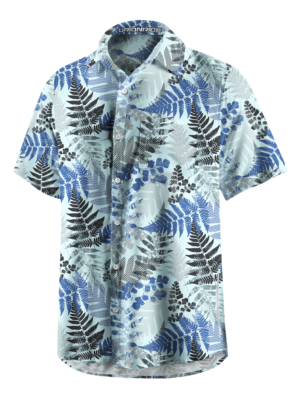 Orionride Fern Leaves Zipper Pockets Ultra Lightweight Short Sleeves Gravel Shirt