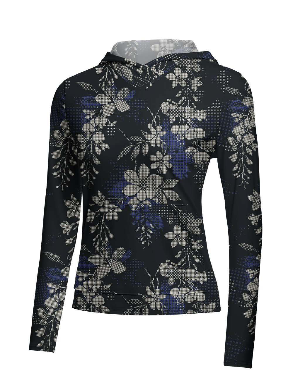 Orionride Pixel Flowers Women's Long Sleeve Cycling Hoodie Shirt