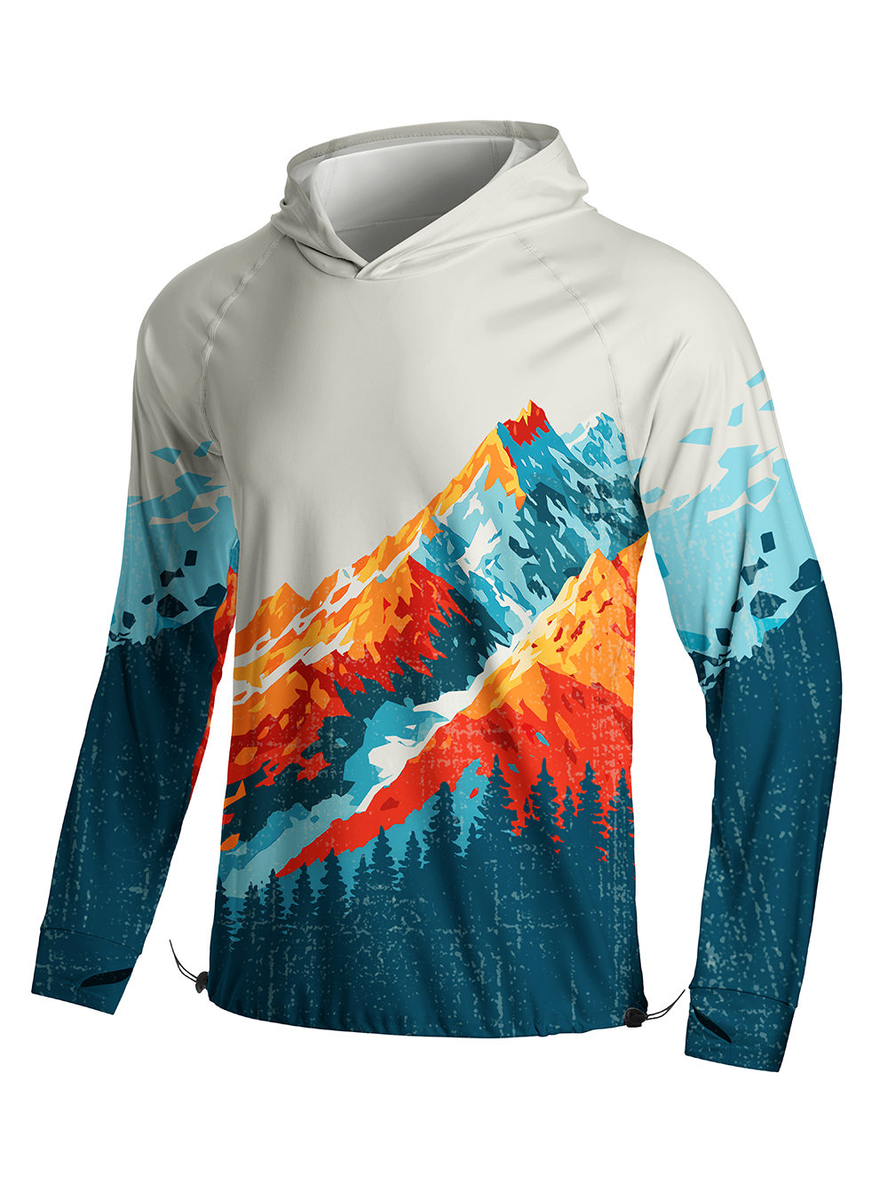 Orionride Painted Peaks Long Sleeve Cycling Hoodie Shirt