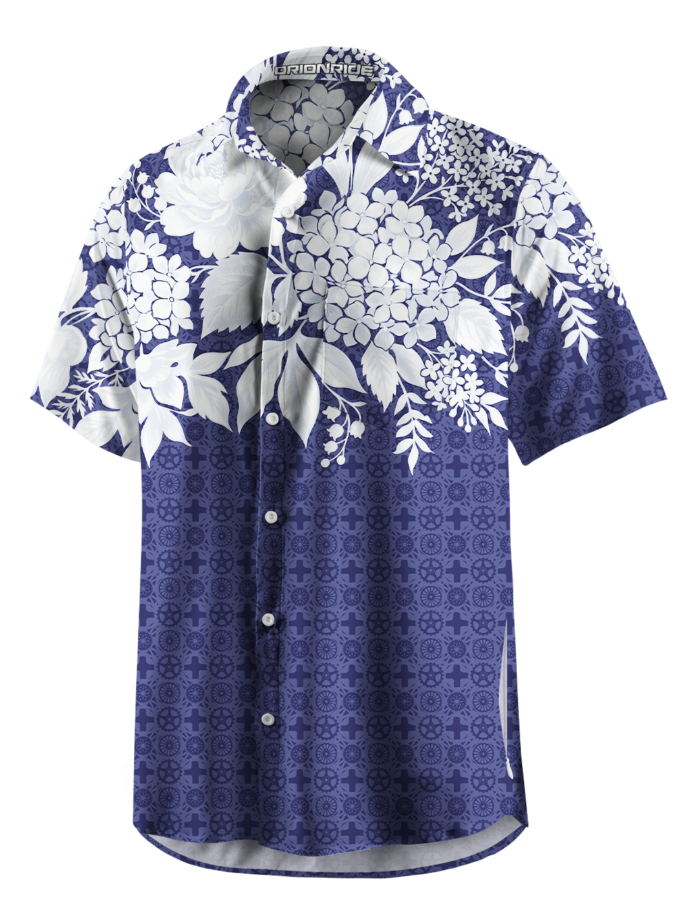 Orionride Geometric Floral Patchwork Zipper Pockets Ultra Lightweight Short Sleeves Gravel Shirt