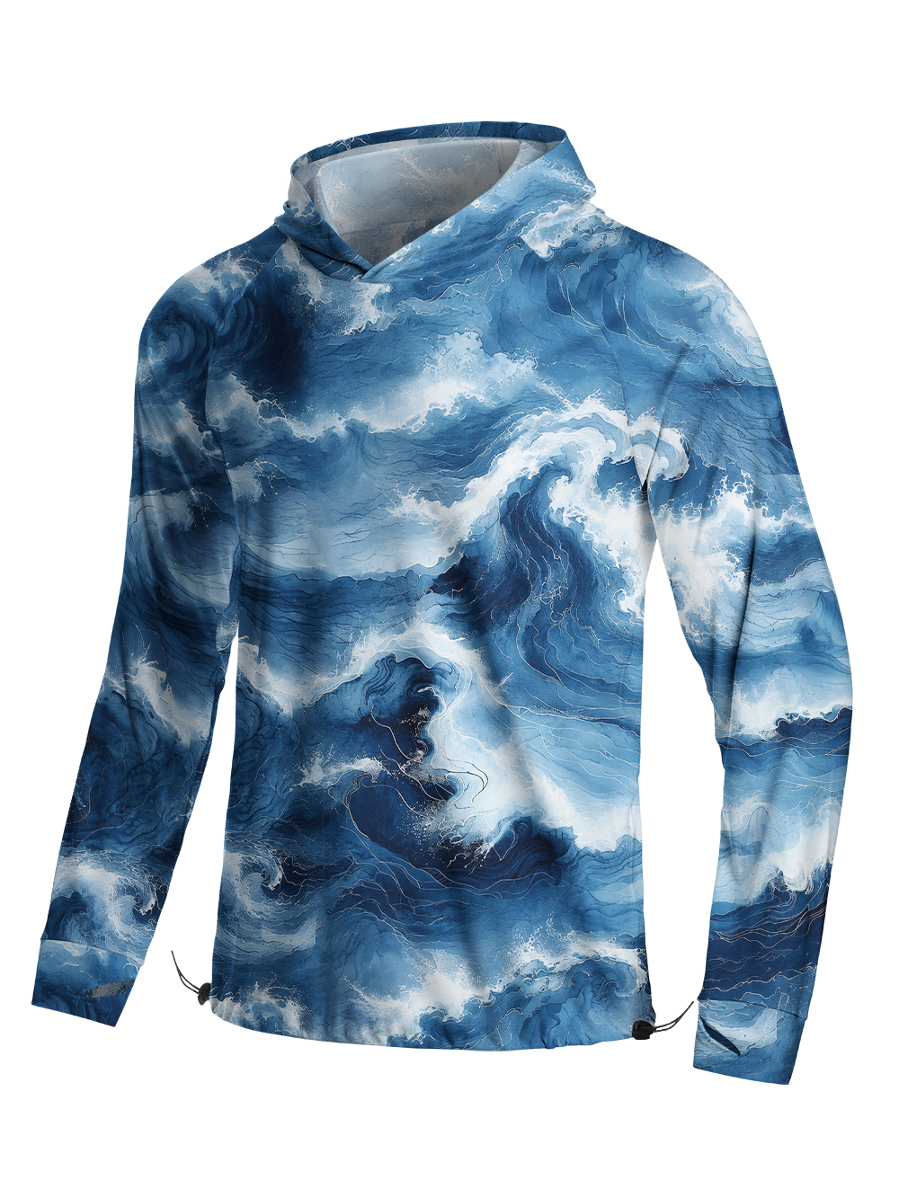 Orionride Blue Gold Surge Long Sleeve Cycling Hoodie Shirt