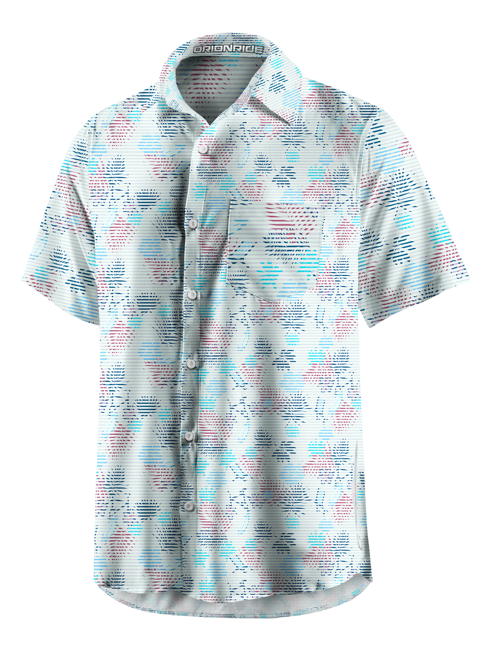 Orionride Striped Floral Zipper Pockets Ultra Lightweight Short Sleeves Gravel Shirt