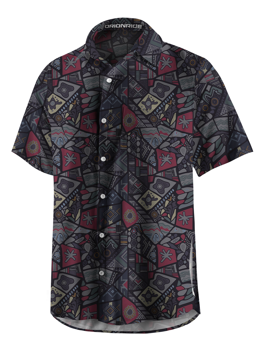 Orionride Tribal Tile Zipper Pockets Ultra Lightweight Short Sleeves Gravel Shirt